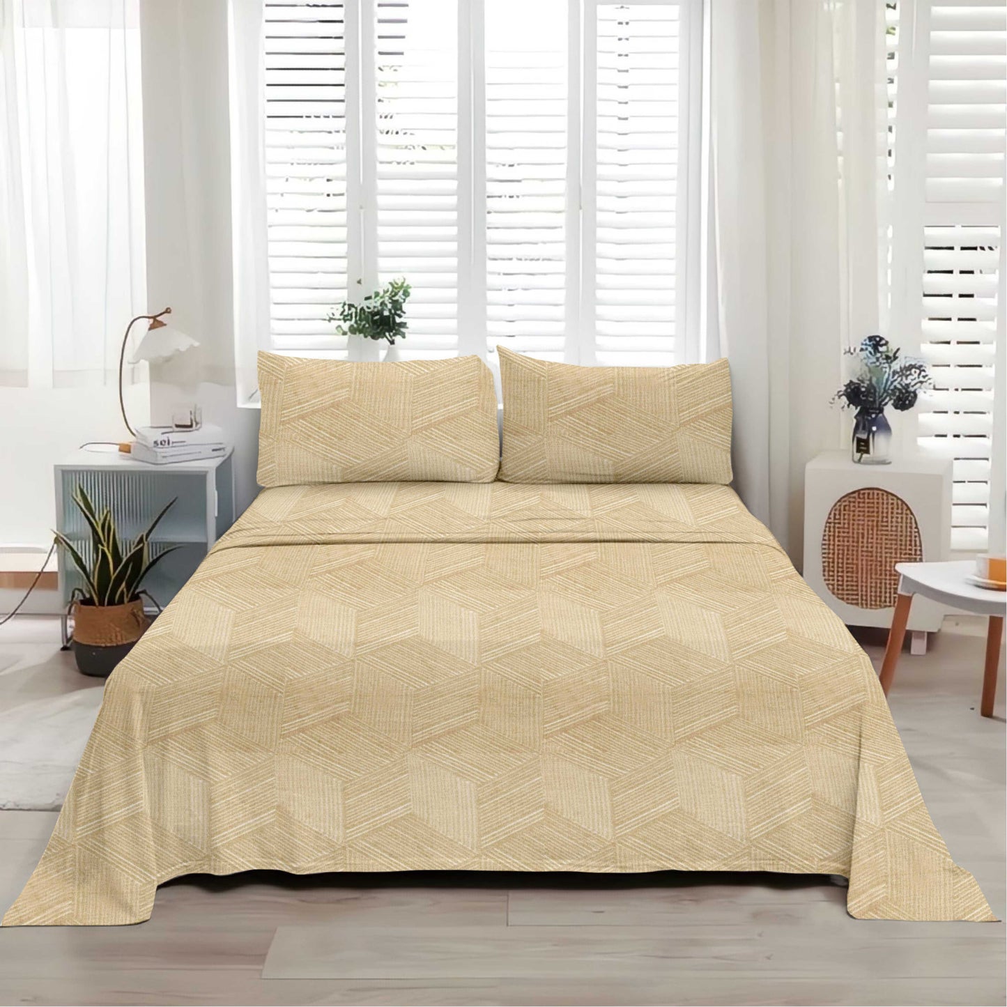 HexaPlay (Ochre) The Elegance Collection - Cotton King Size Bedsheet