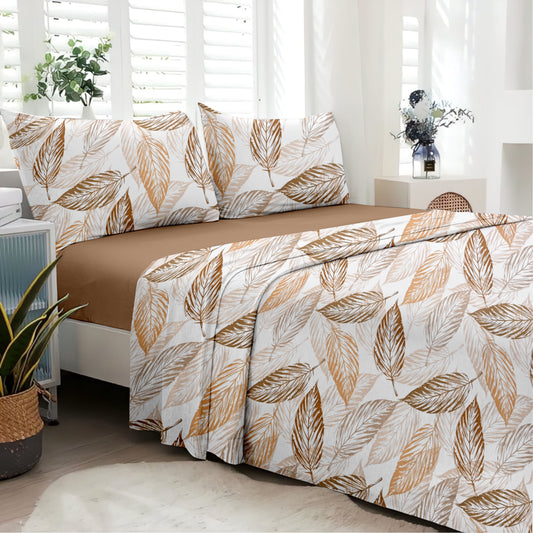 Leafy (Brown) The Elegance Collection Cotton King Size Bedsheet