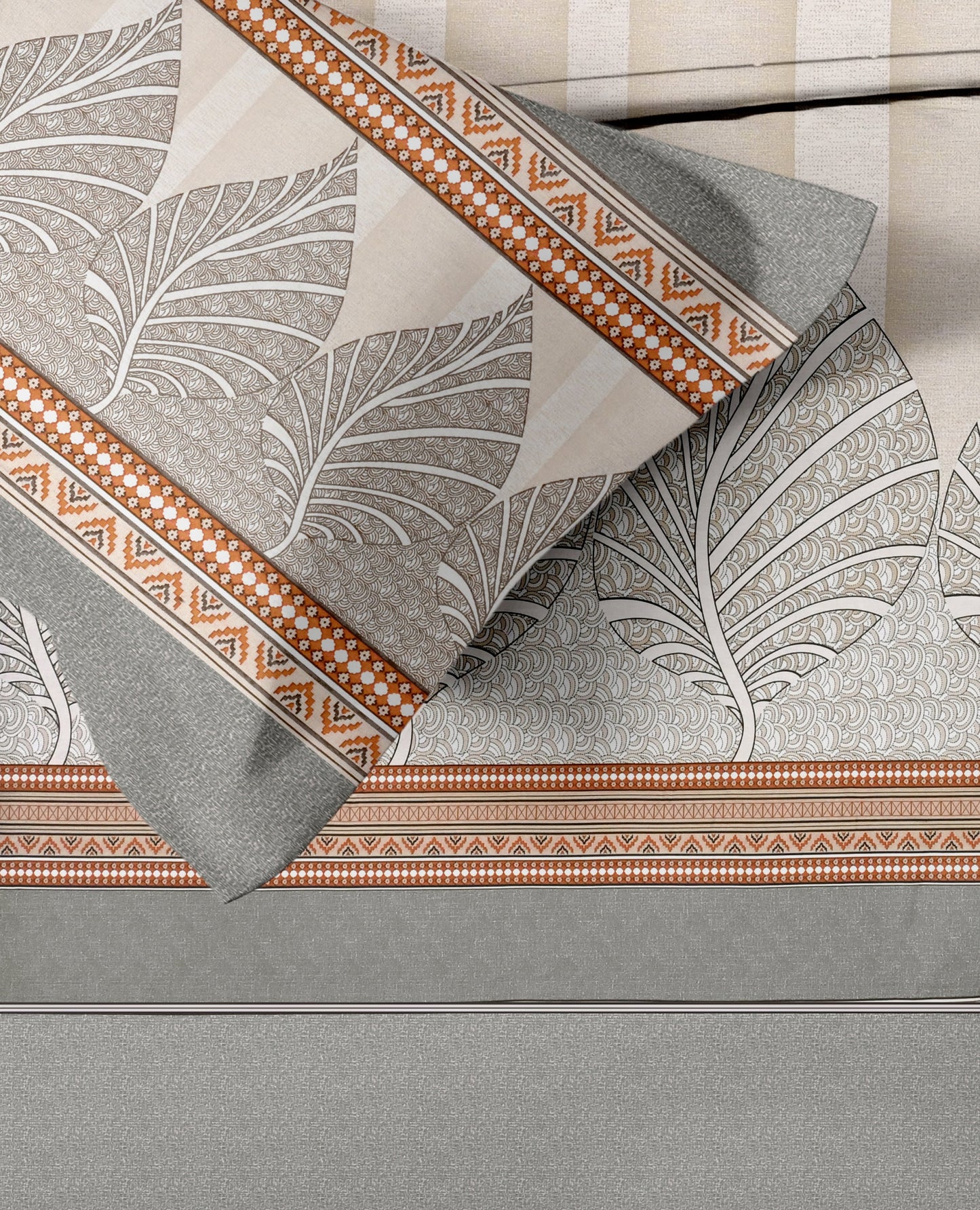 Leafluxe (Beige) The Imperial Collection Cotton King Size Bedsheet