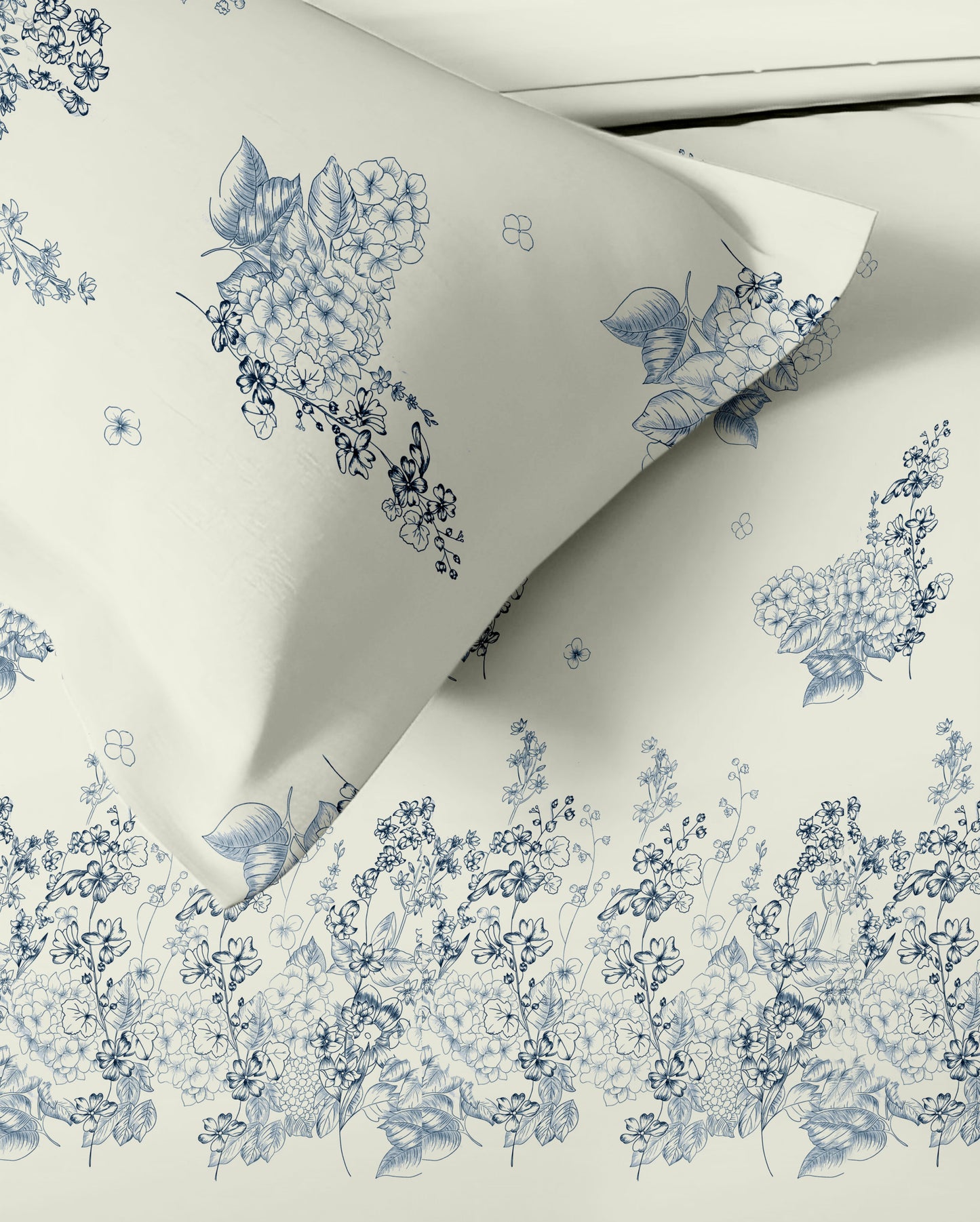 Petal & Twig (Teal Blue) The Elegance Collection Cotton King Size Bedsheet