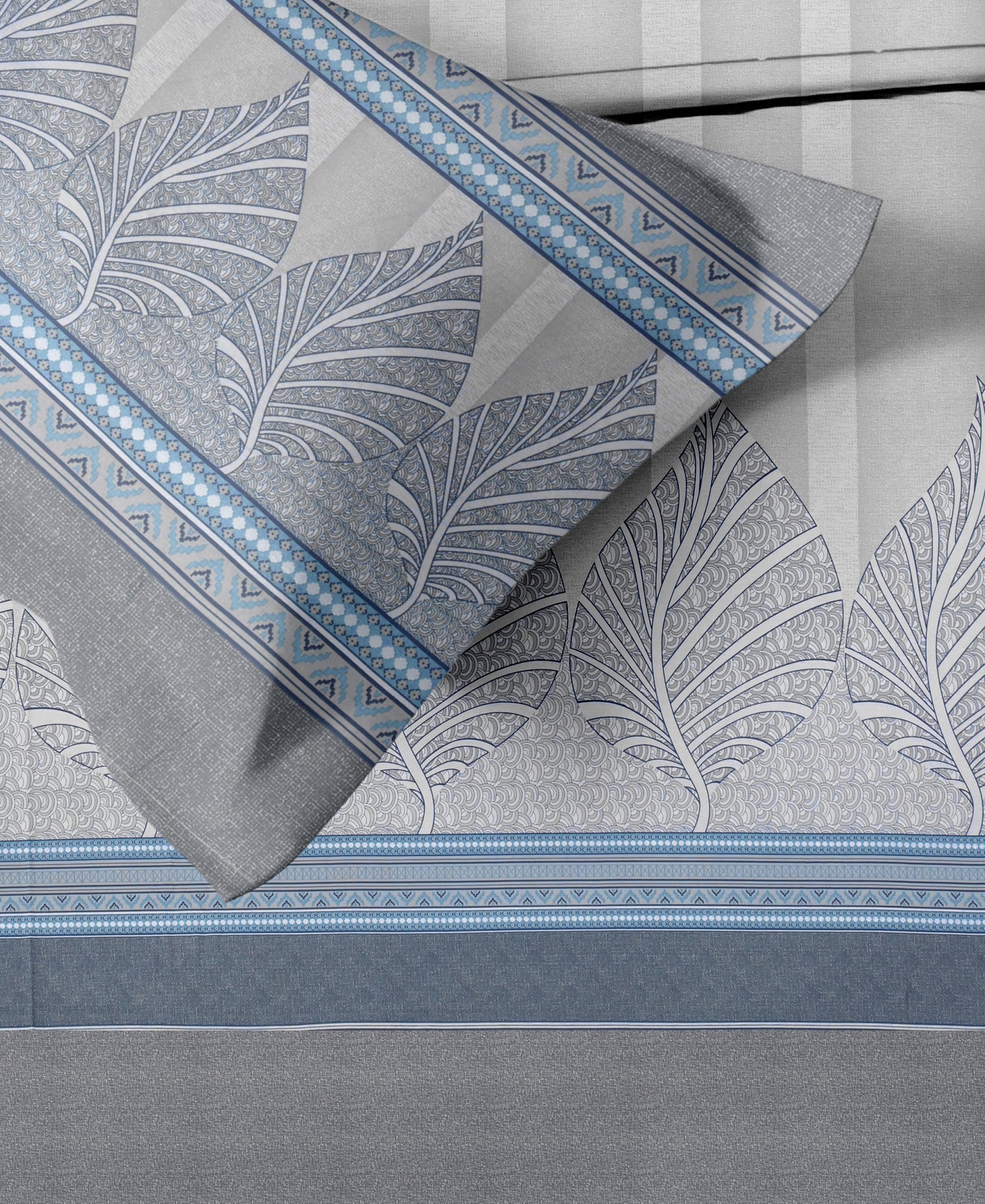 Leafluxe (Blue) The Imperial Collection Cotton King Size Bedsheet