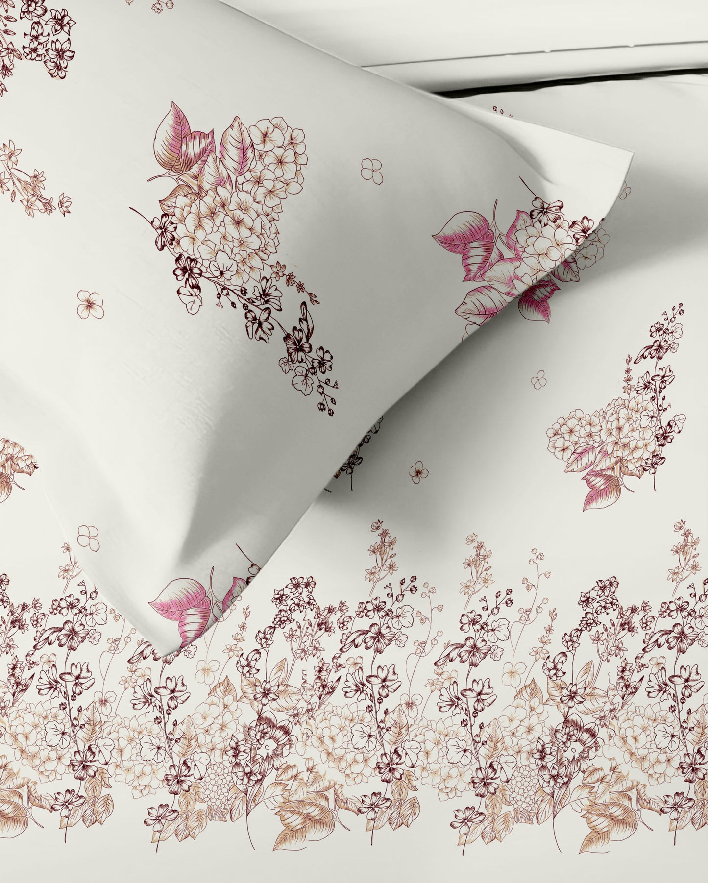 Petal & Twig (Maroon & Peach) The Elegance Collection Cotton King Size Bedsheet