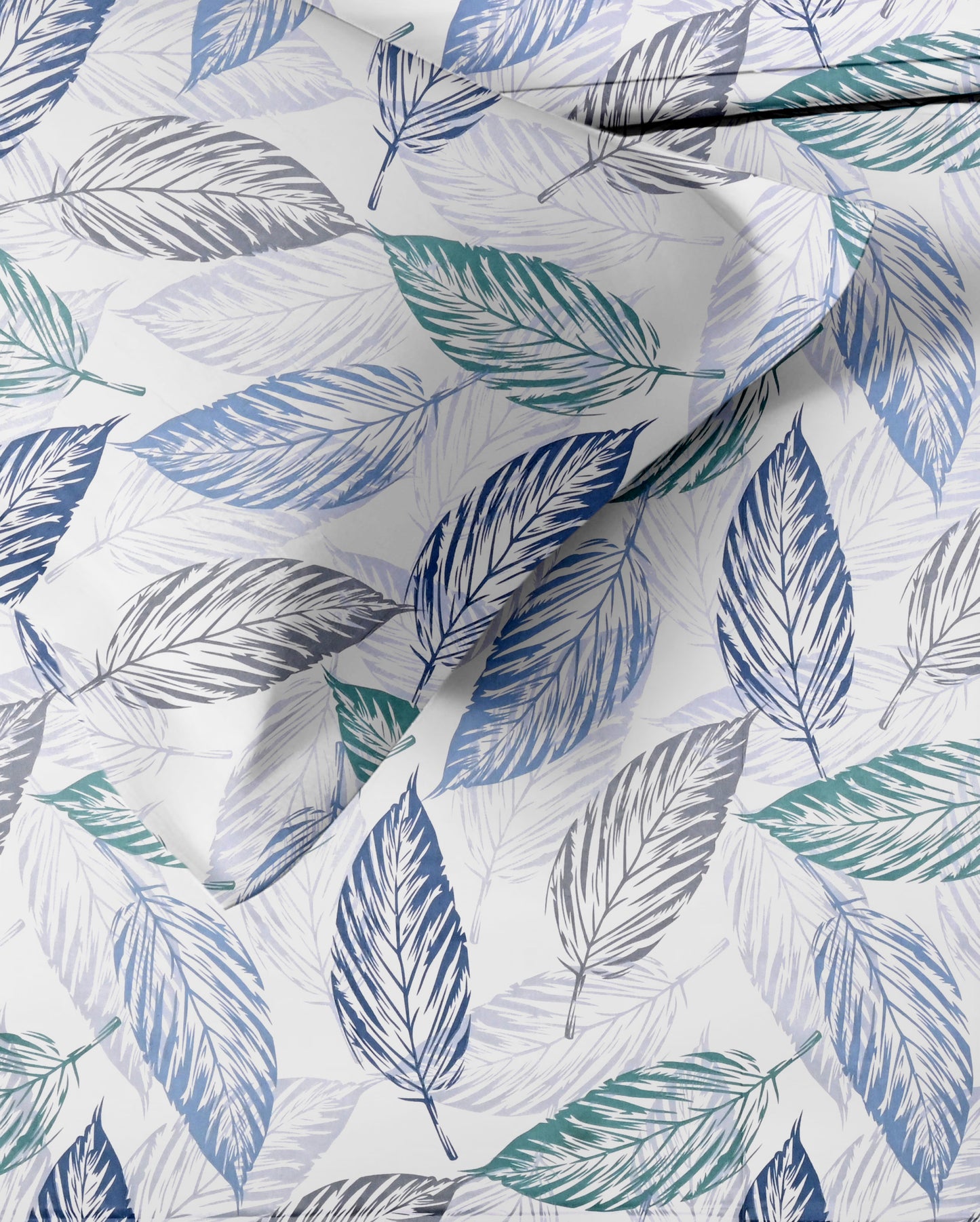 Leafy (Sea Blue & Blue) The Elegance Collection Cotton King Size Bedsheet