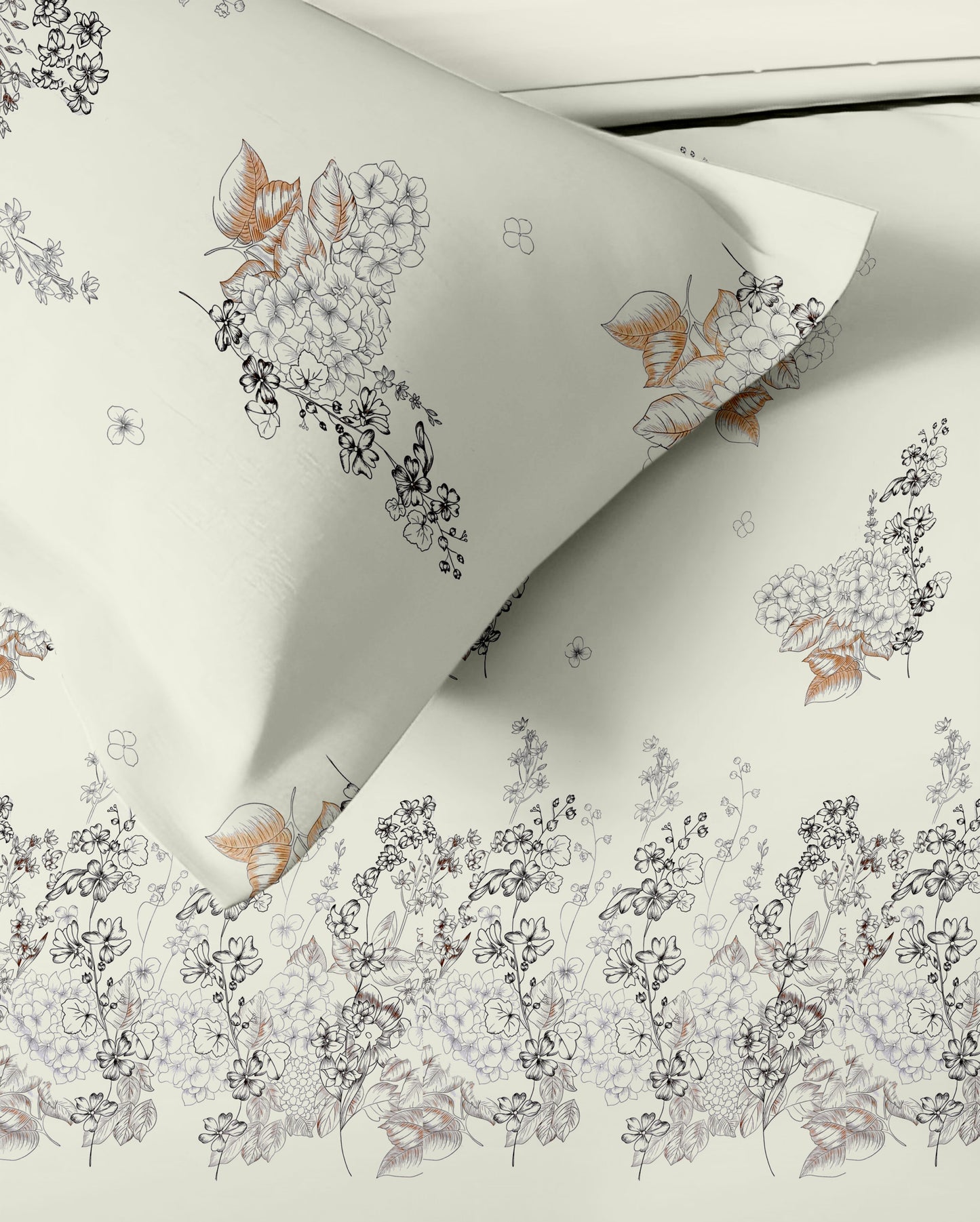 Petal & Twig (Tango Orange) The Elegance Collection Cotton King Size Bedsheet