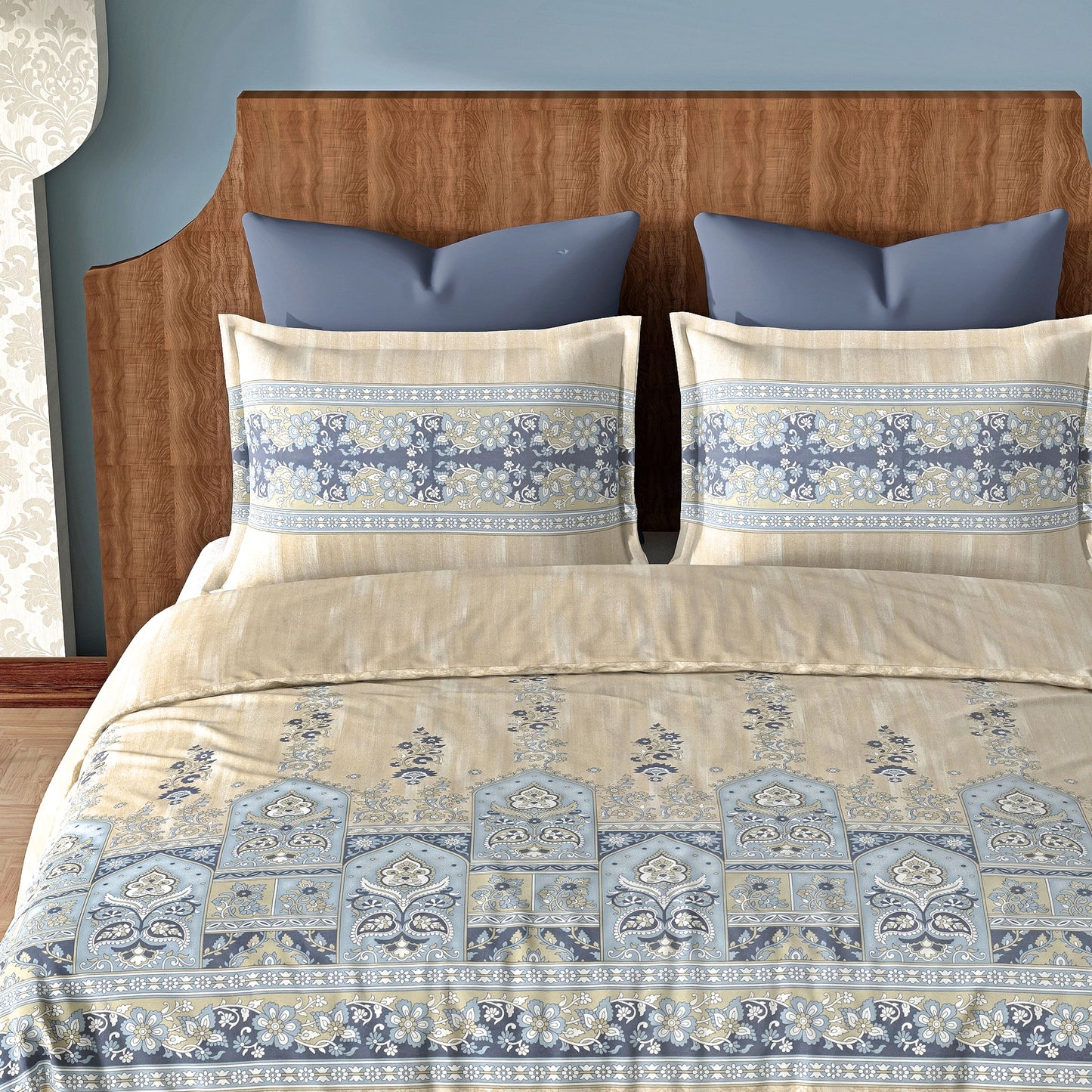 Tapestry (Blue) The Imperial Collection Cotton King Size Bedsheet