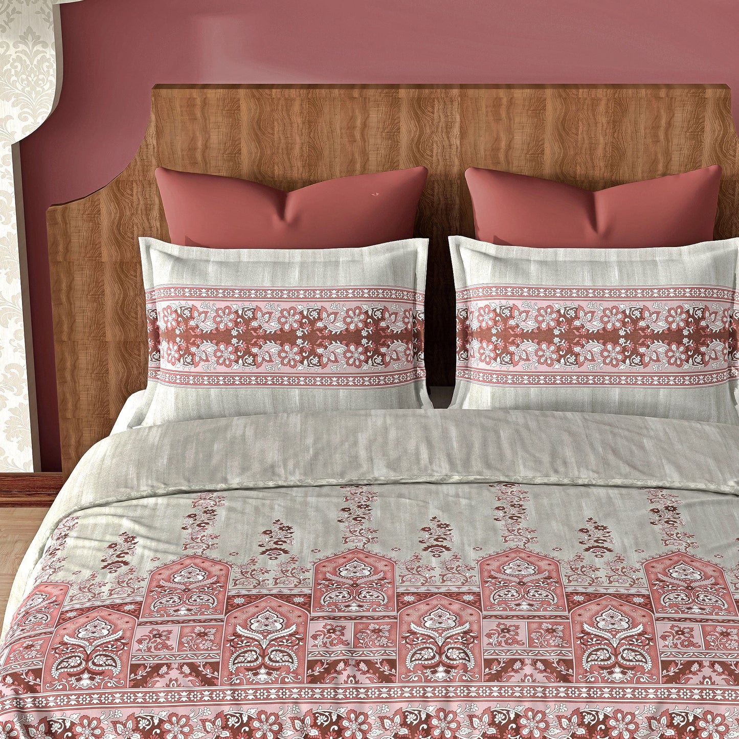 Tapestry (Pink) The Imperial Collection Cotton King Size Bedsheet