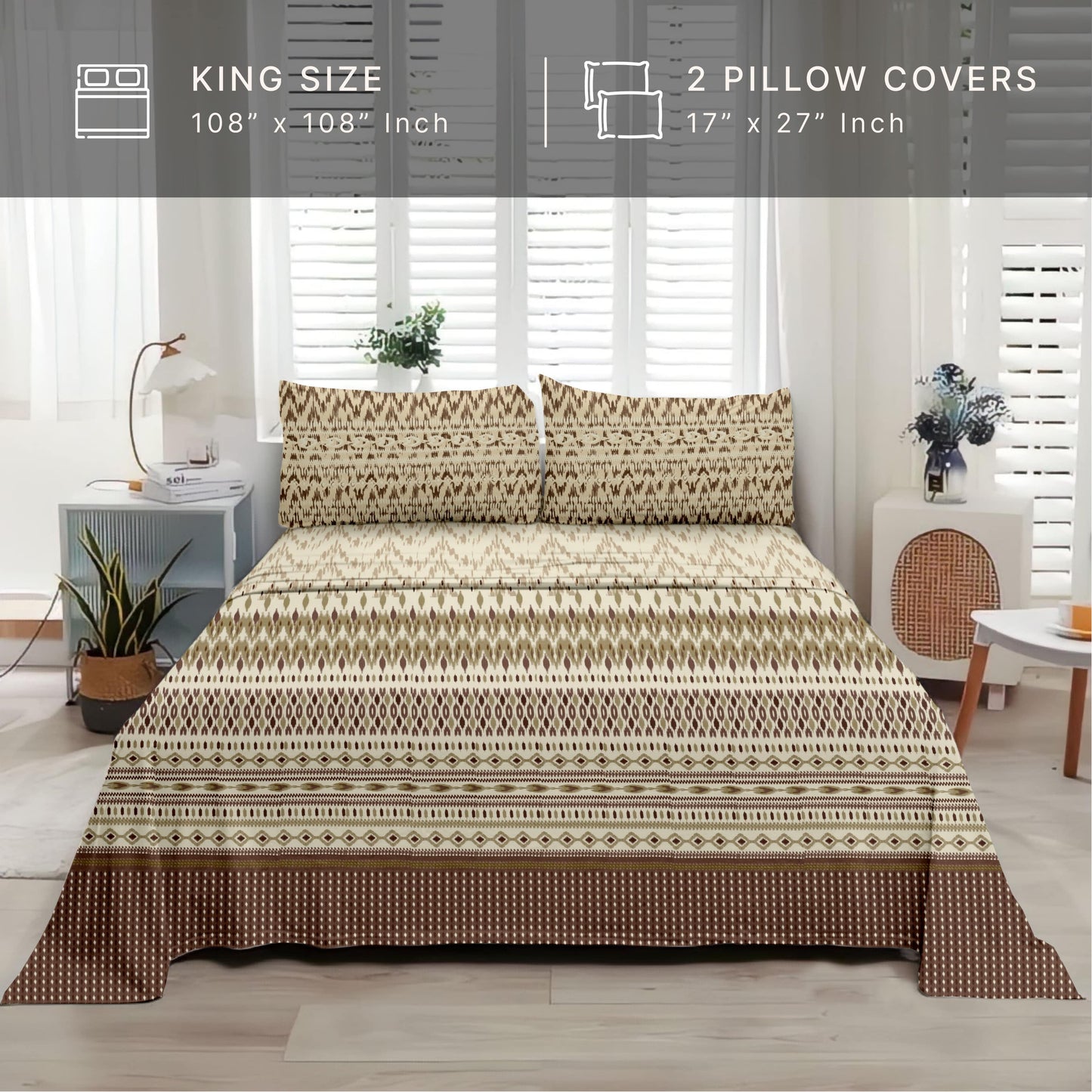 Timeless (Brown) The Royal Lux Collection Cotton King Size Bedsheet