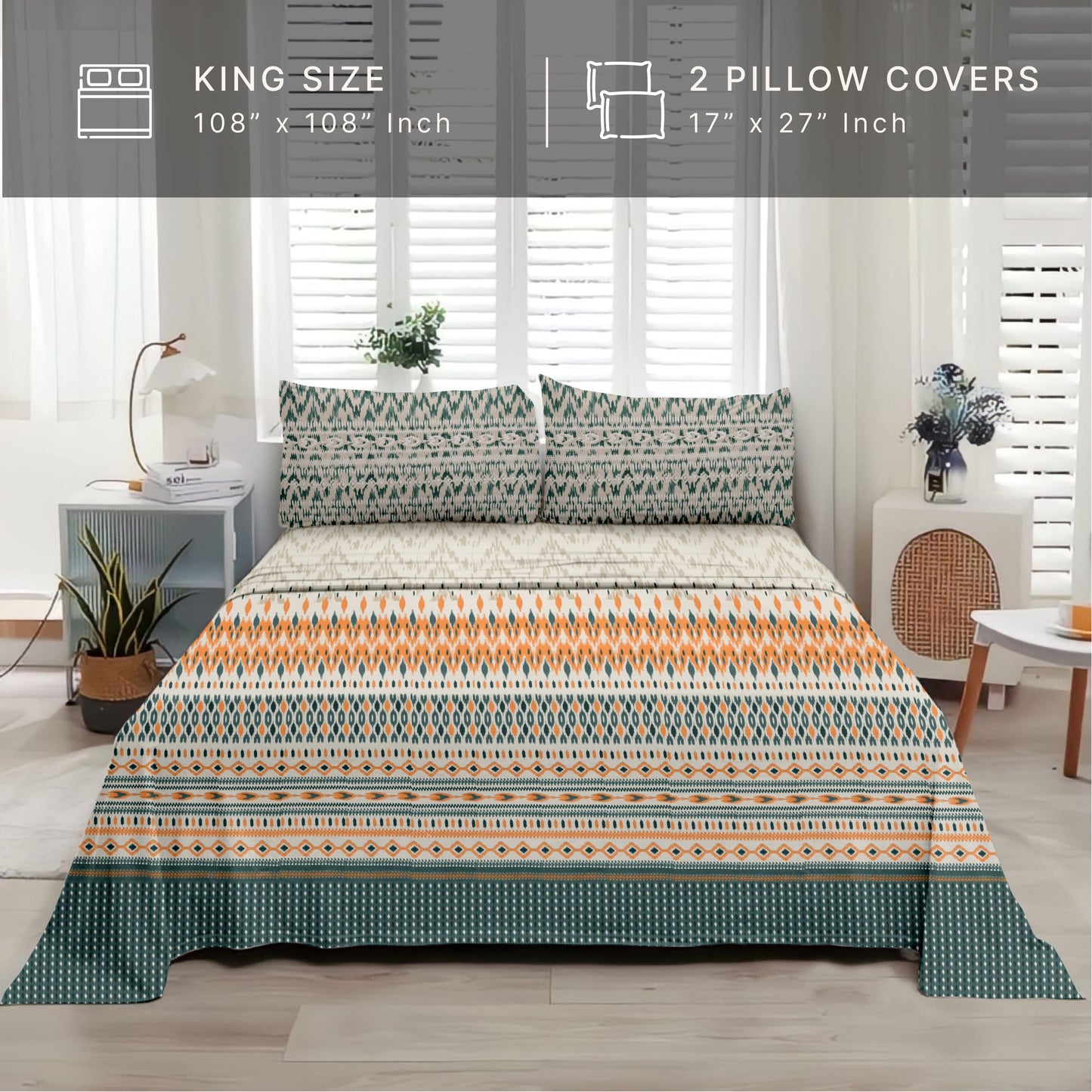 Timeless (Green) The Royal Lux Collection Cotton King Size Bedsheet