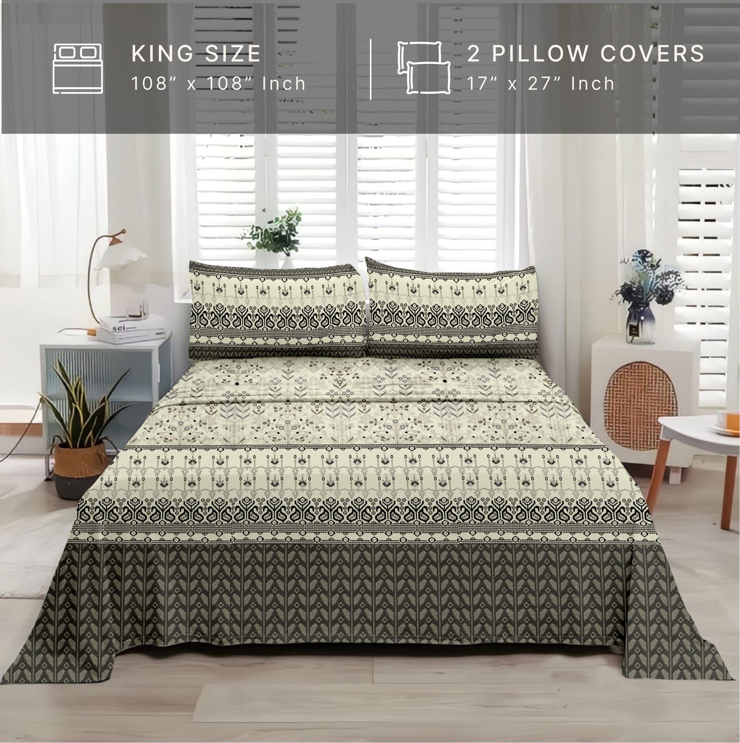 Majestic (Olive Green) The Royal Lux Collection Cotton King Size Bedsheet