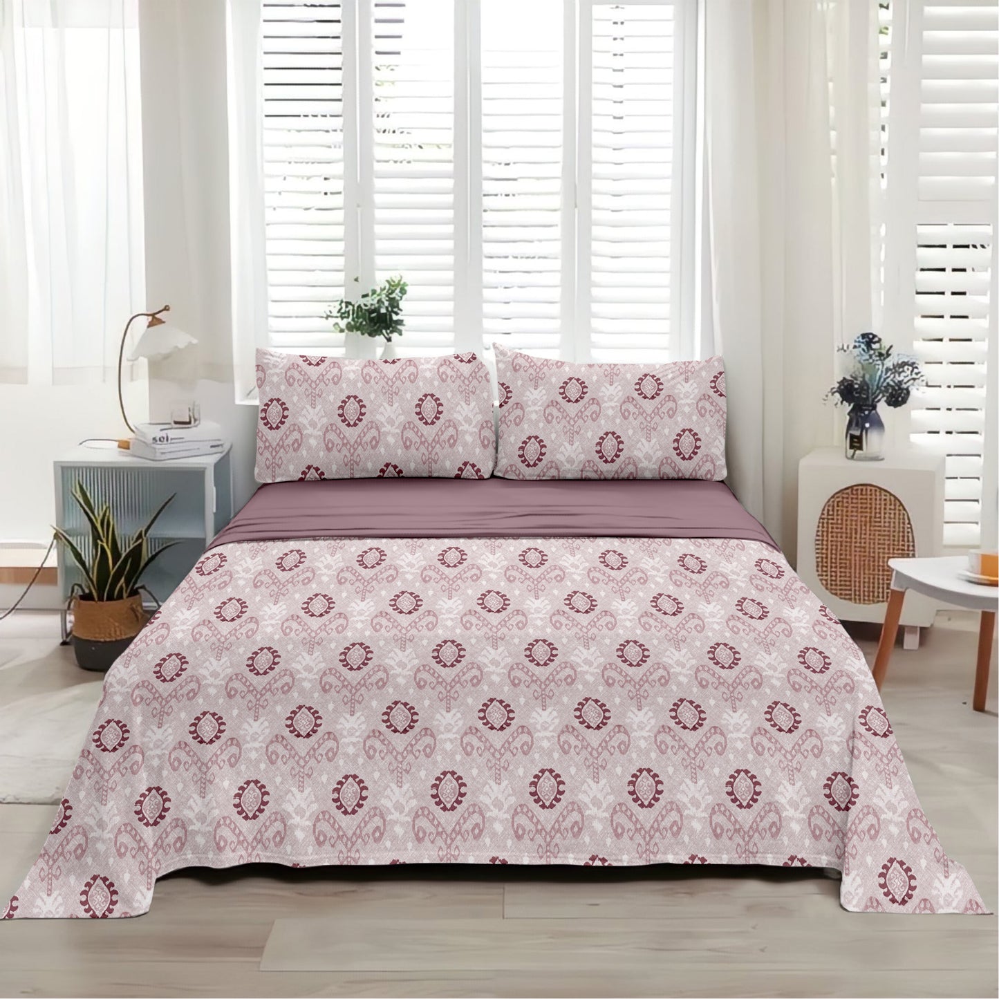 Elemental (Pink) The Elegance Collection Cotton King Size Bedsheet