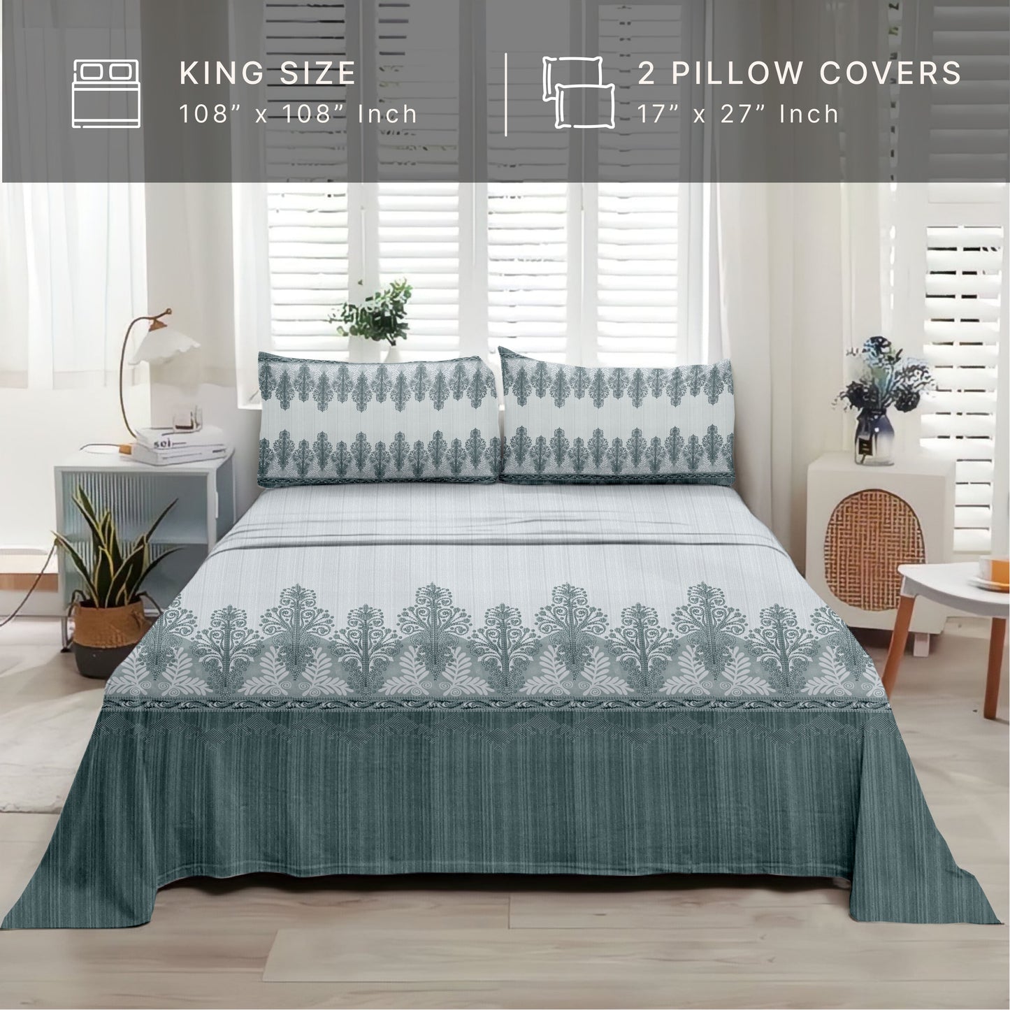 Legacy (Blue) The Royal Lux Collection Cotton King Size Bedsheet