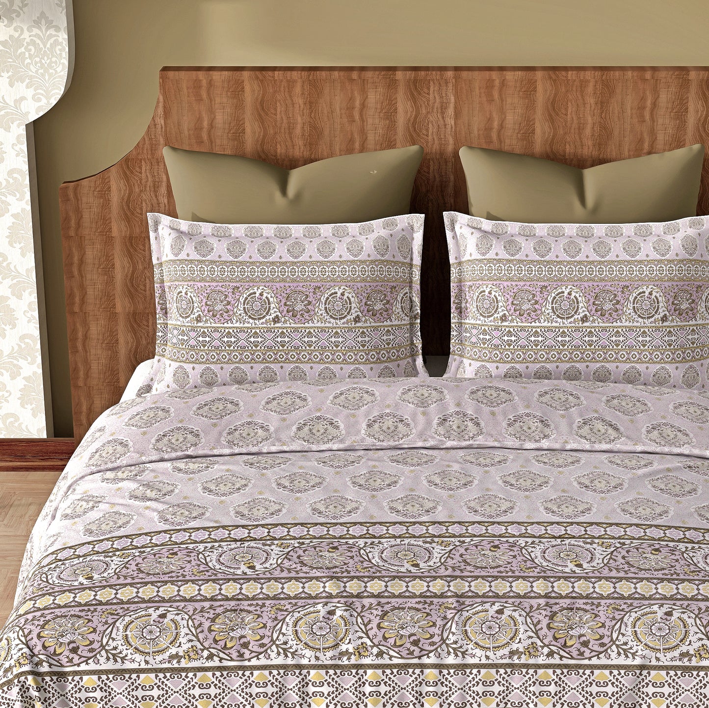 Medallion (Lavender) The Imperial Collection Cotton King Size Bedsheet