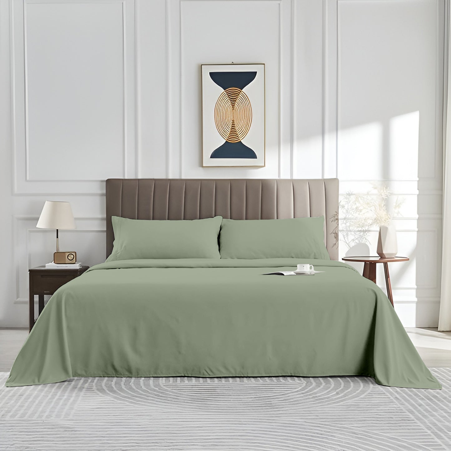 Solid Serenity (Green) Cotton King Size Bedsheet