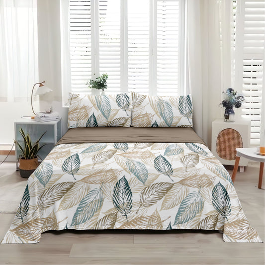 Leafy (Green) The Elegance Collection Cotton King Size Bedsheet