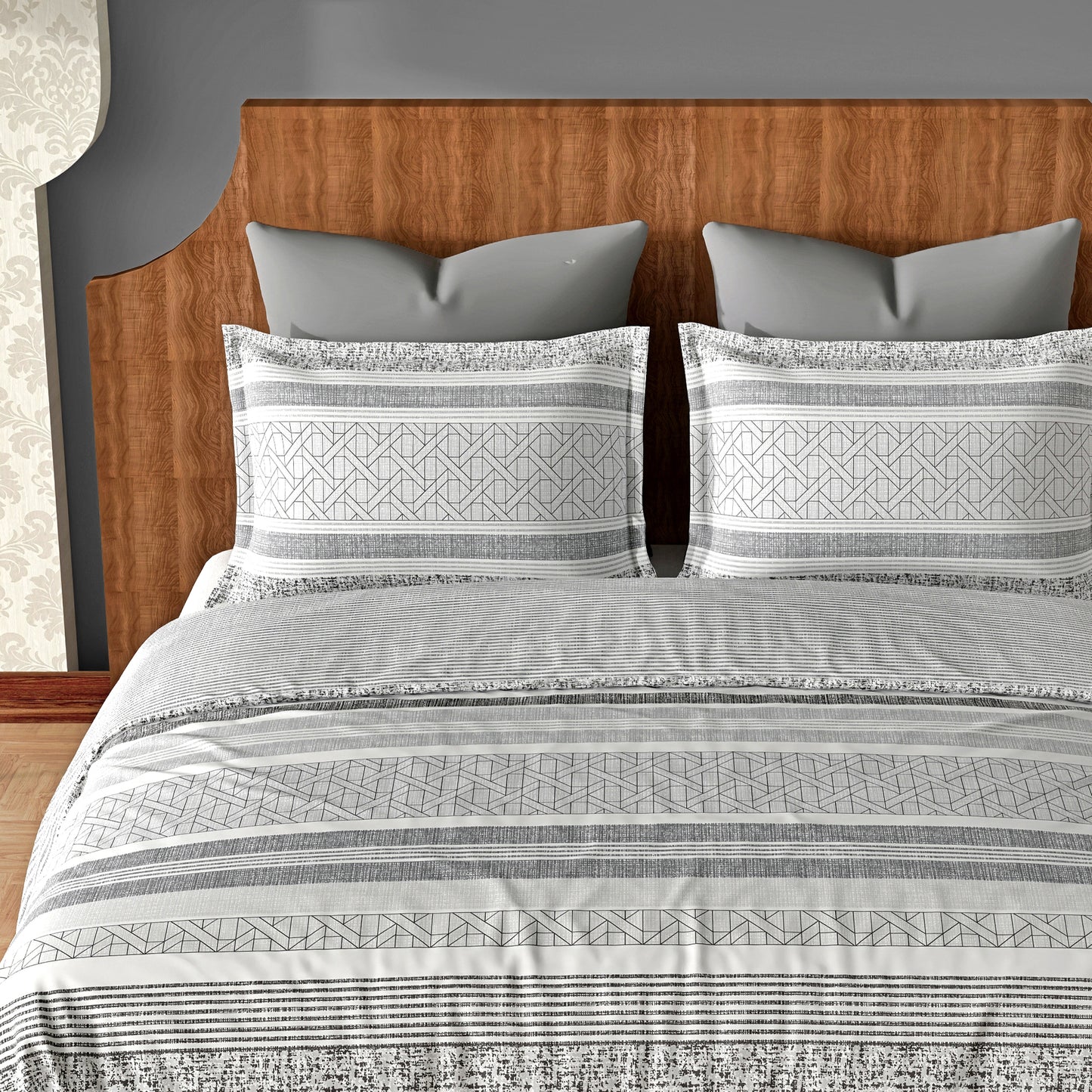 Strata (Grey) The Imperial Collection Cotton King Size Bedsheet