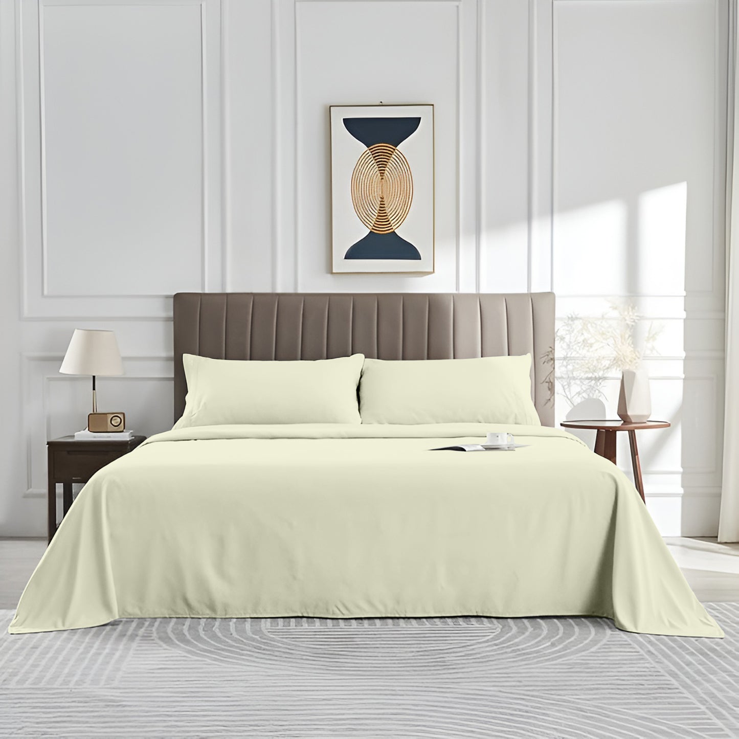 Solid Serenity Ivory Cotton King Size Bedsheet