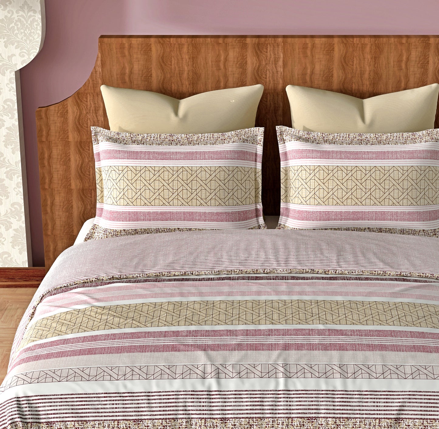 Strata (Pink) The Imperial Collection Cotton King Size Bedsheet