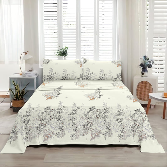 Petal & Twig (Tango Orange) The Elegance Collection Cotton King Size Bedsheet