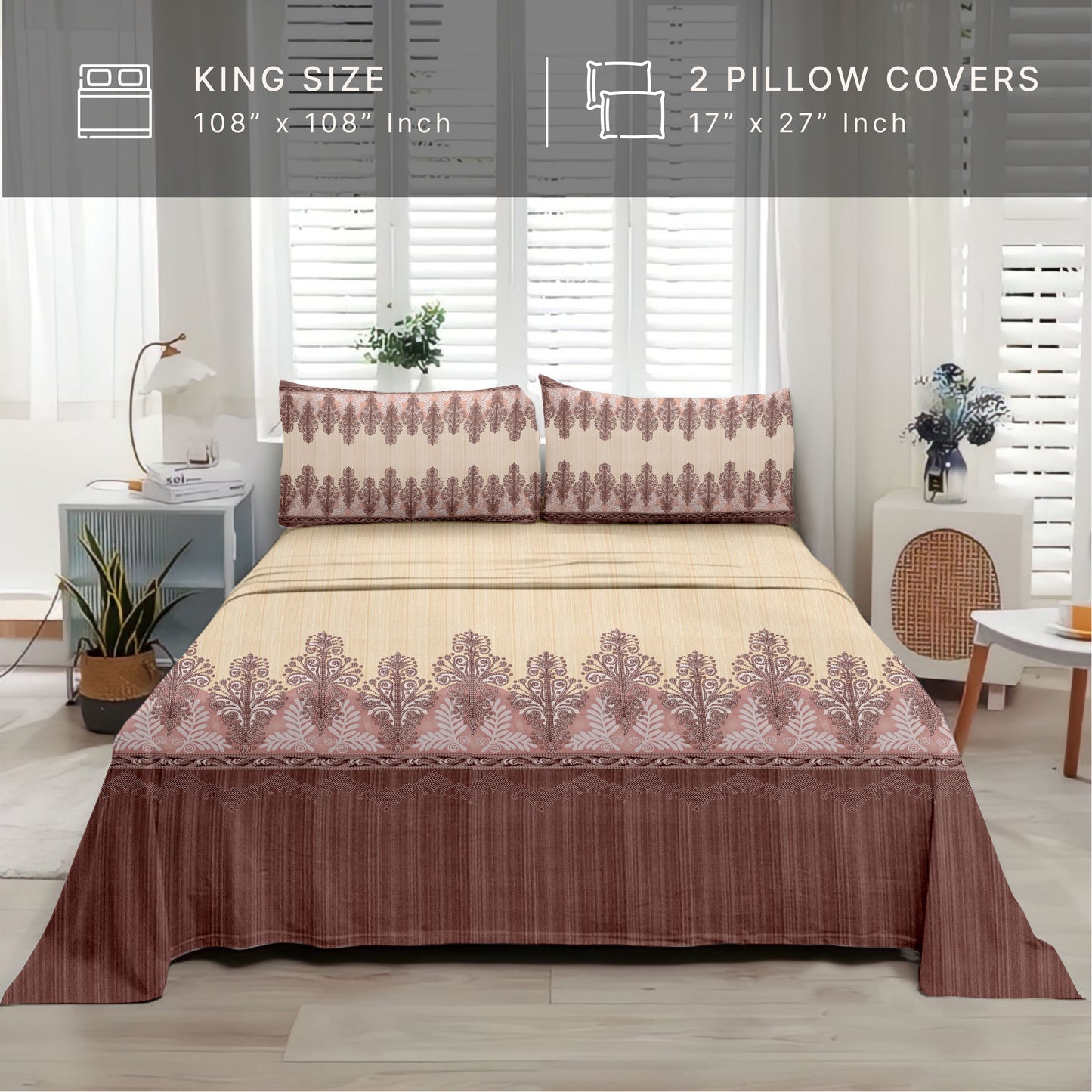 Legacy (Maroon) The Royal Lux Collection Cotton King Size Bedsheet