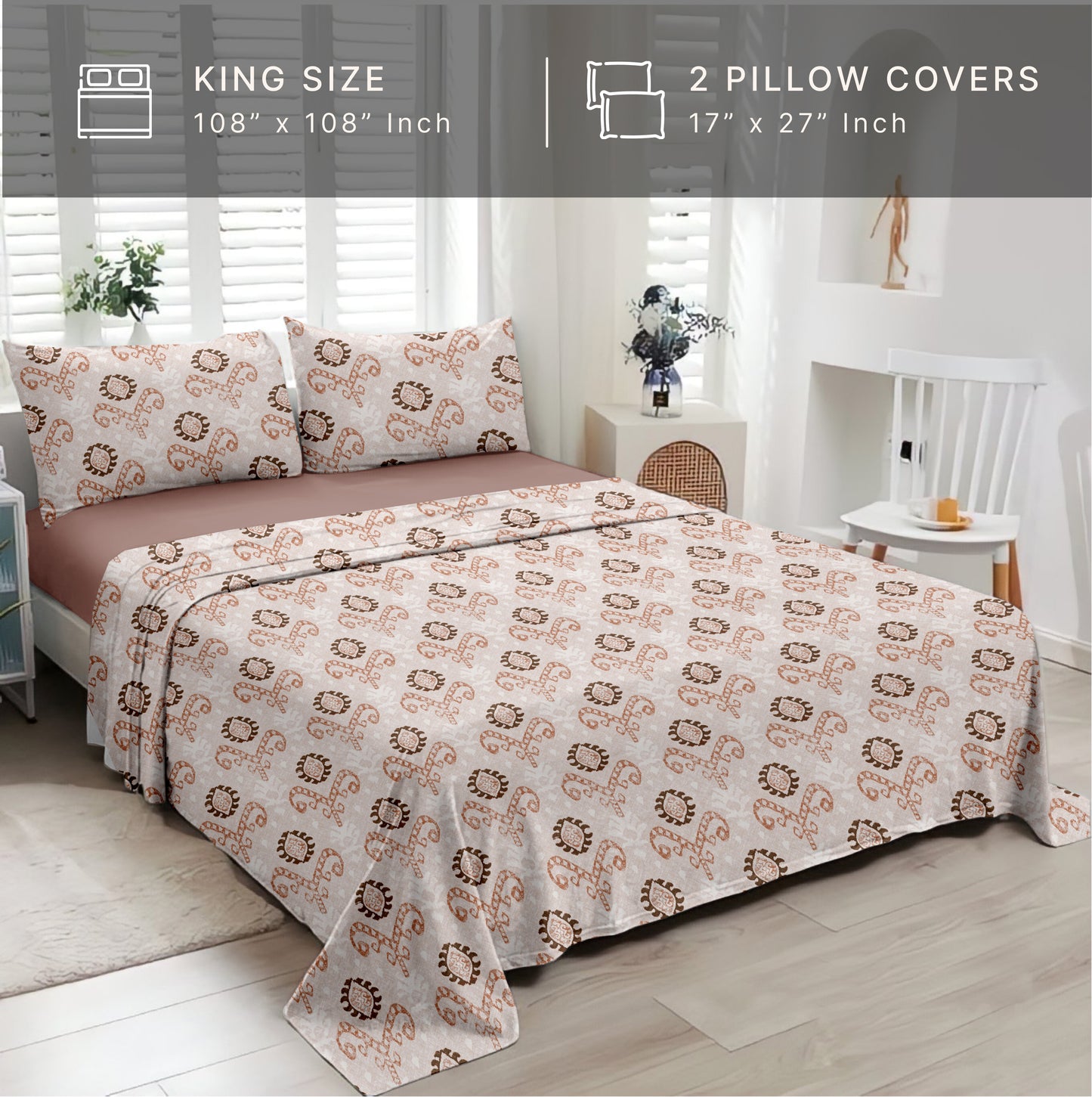 Elemental (Orange) The Elegance Collection Cotton King Size Bedsheet