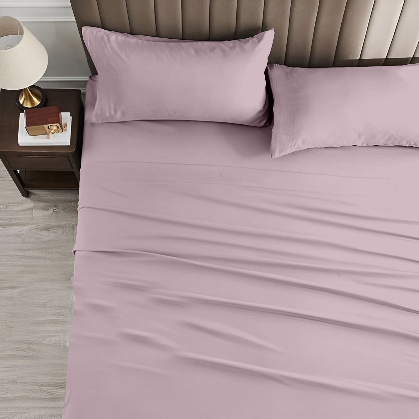 Solid Serenity Pink Cotton King Size bedsheet