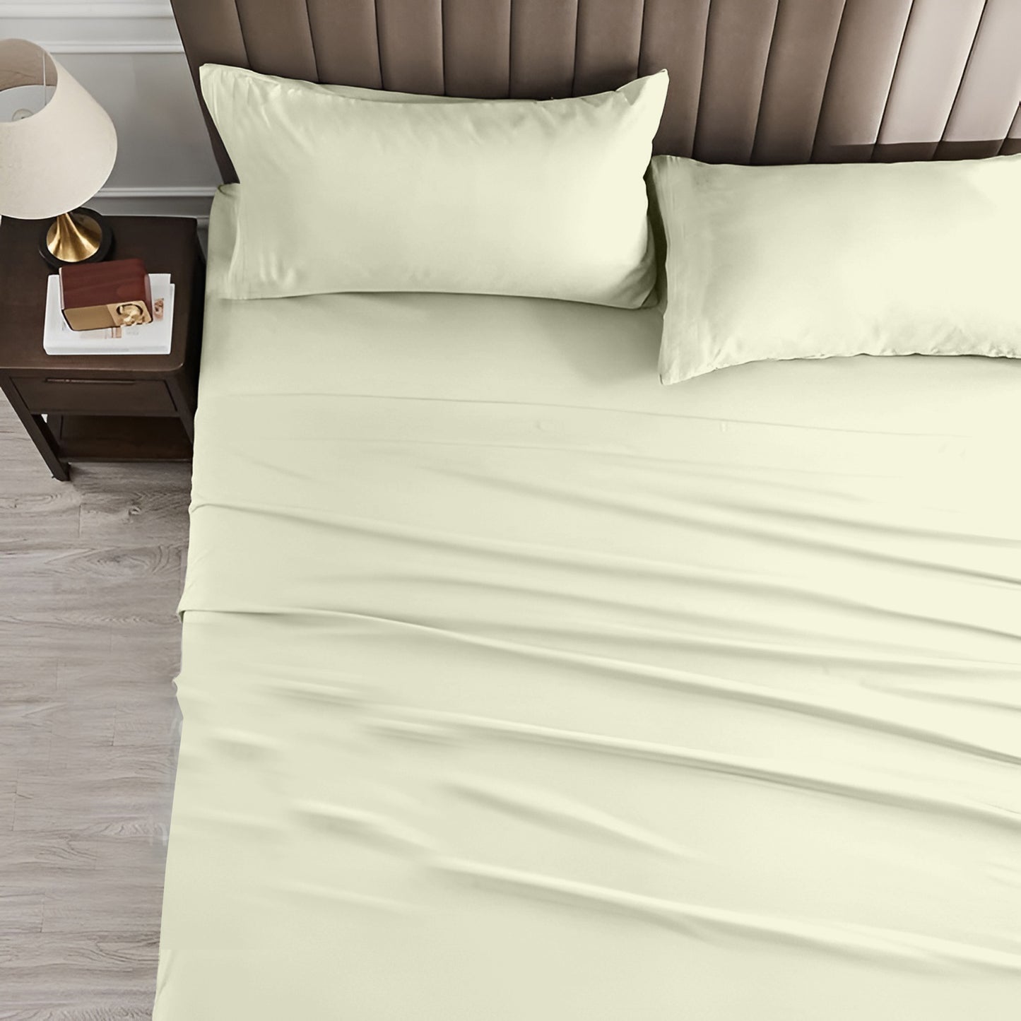 Solid Serenity Ivory Cotton King Size Bedsheet