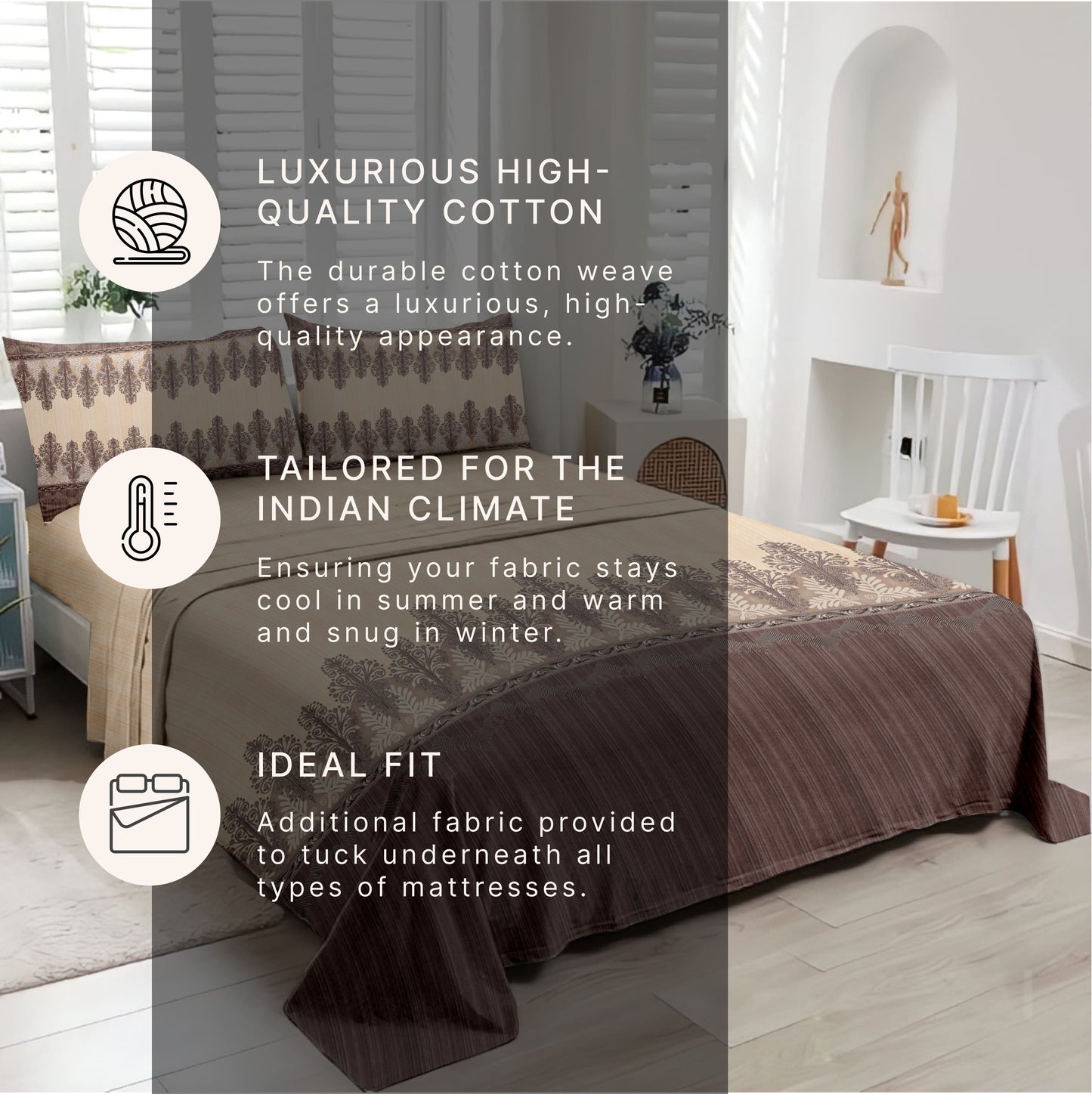 Legacy (Brown) The Royal Lux Collection Cotton King Size Bedsheet