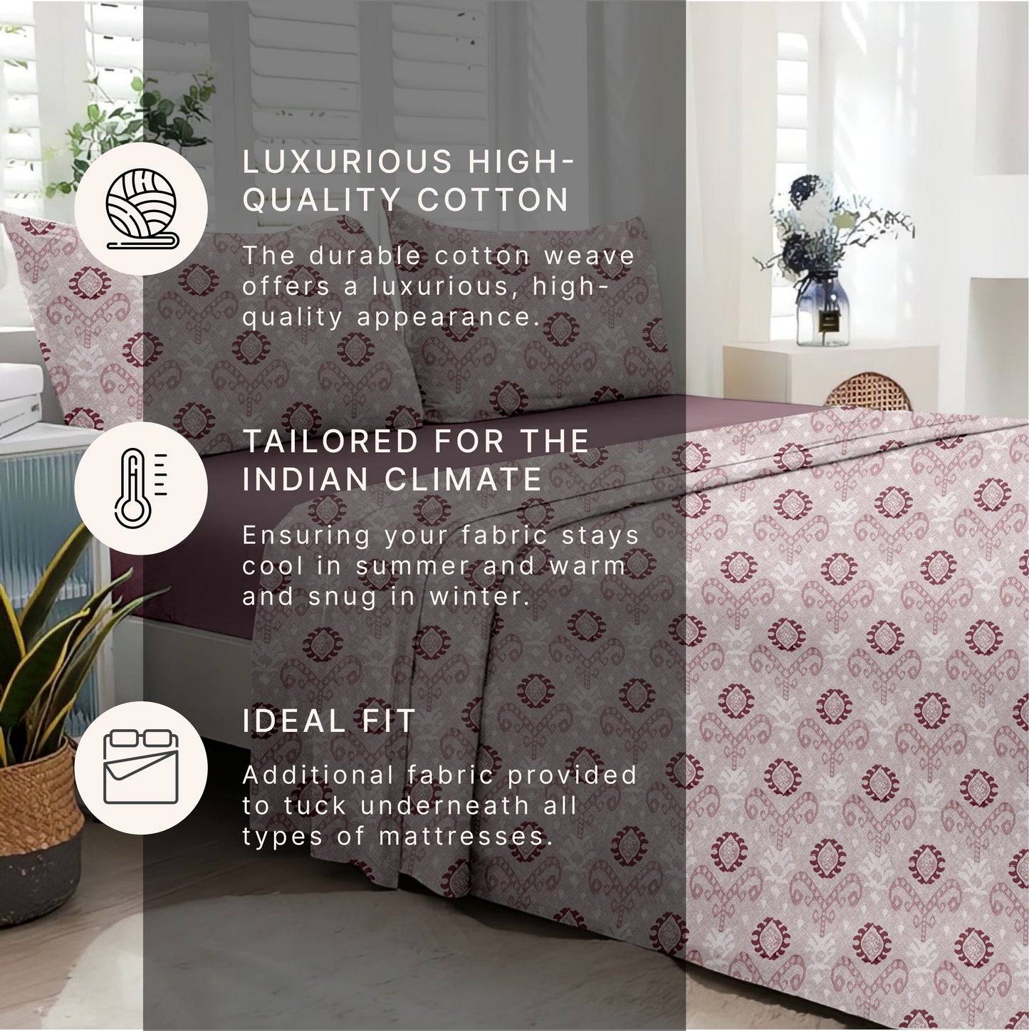 Elemental (Pink) The Elegance Collection Cotton King Size Bedsheet