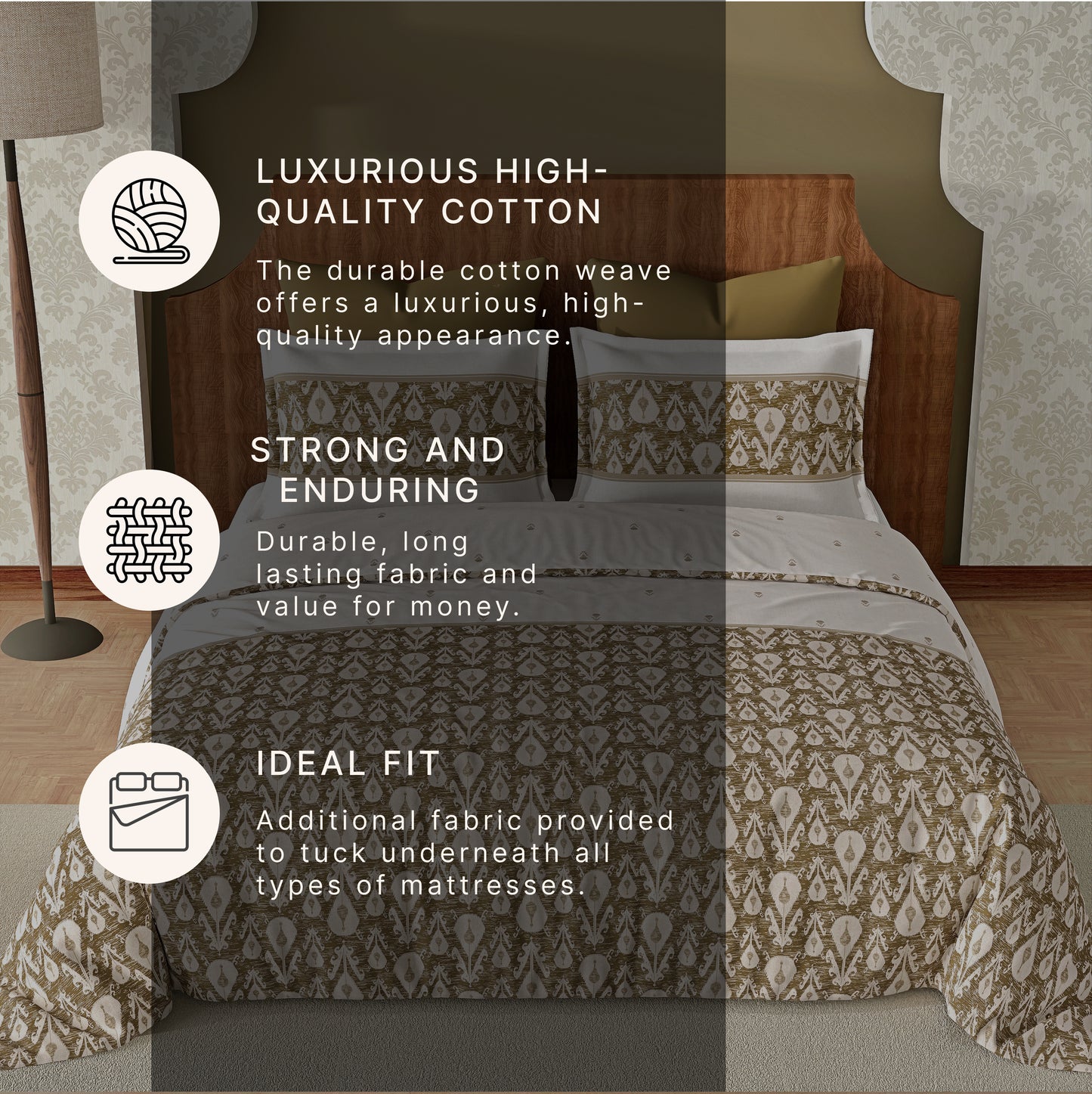 Regalia (Ochre) The Imperial Collection Cotton King Size Bedsheet