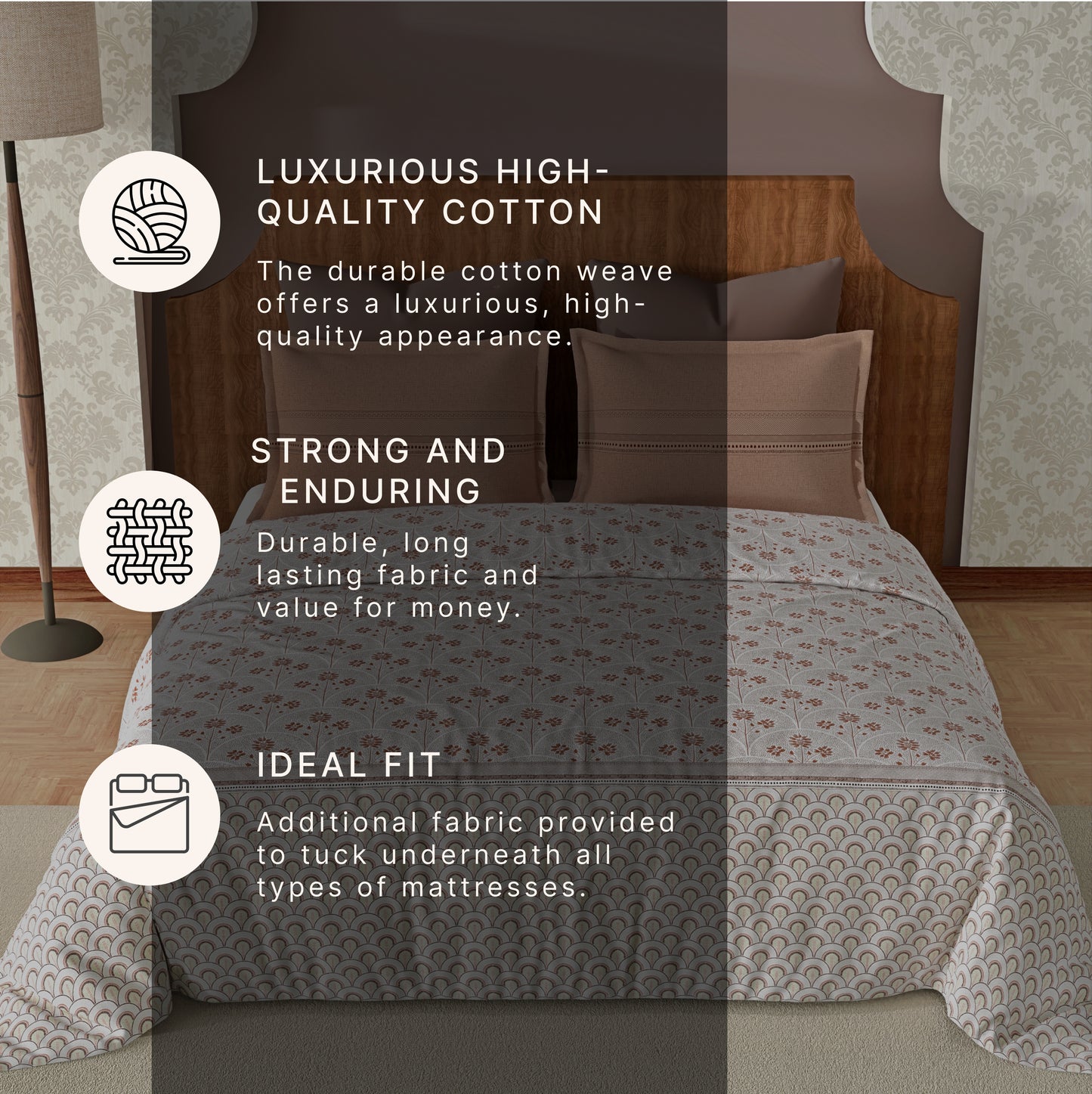 Rosewood (Brown) The Imperial Collection Cotton King Size Bedsheet