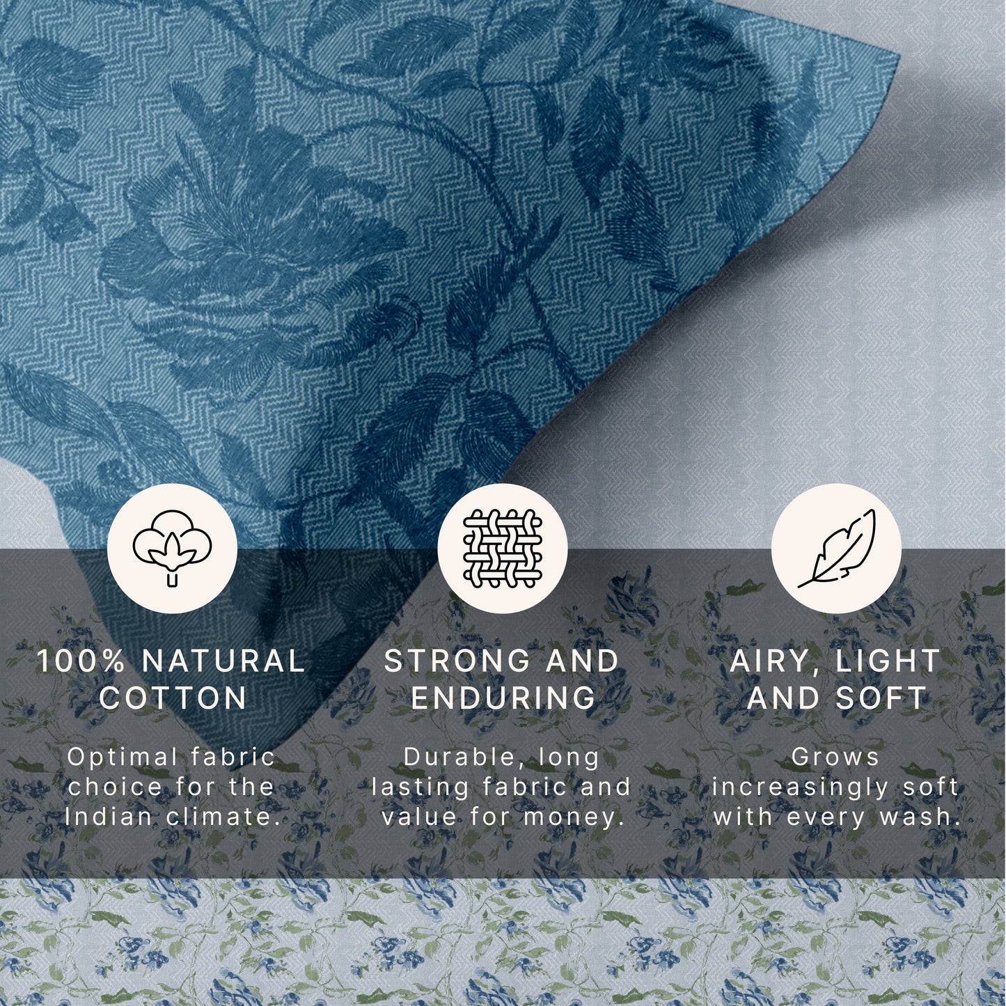 Vintage (Blue) The Royal Lux Collection Cotton King Size Bedsheet