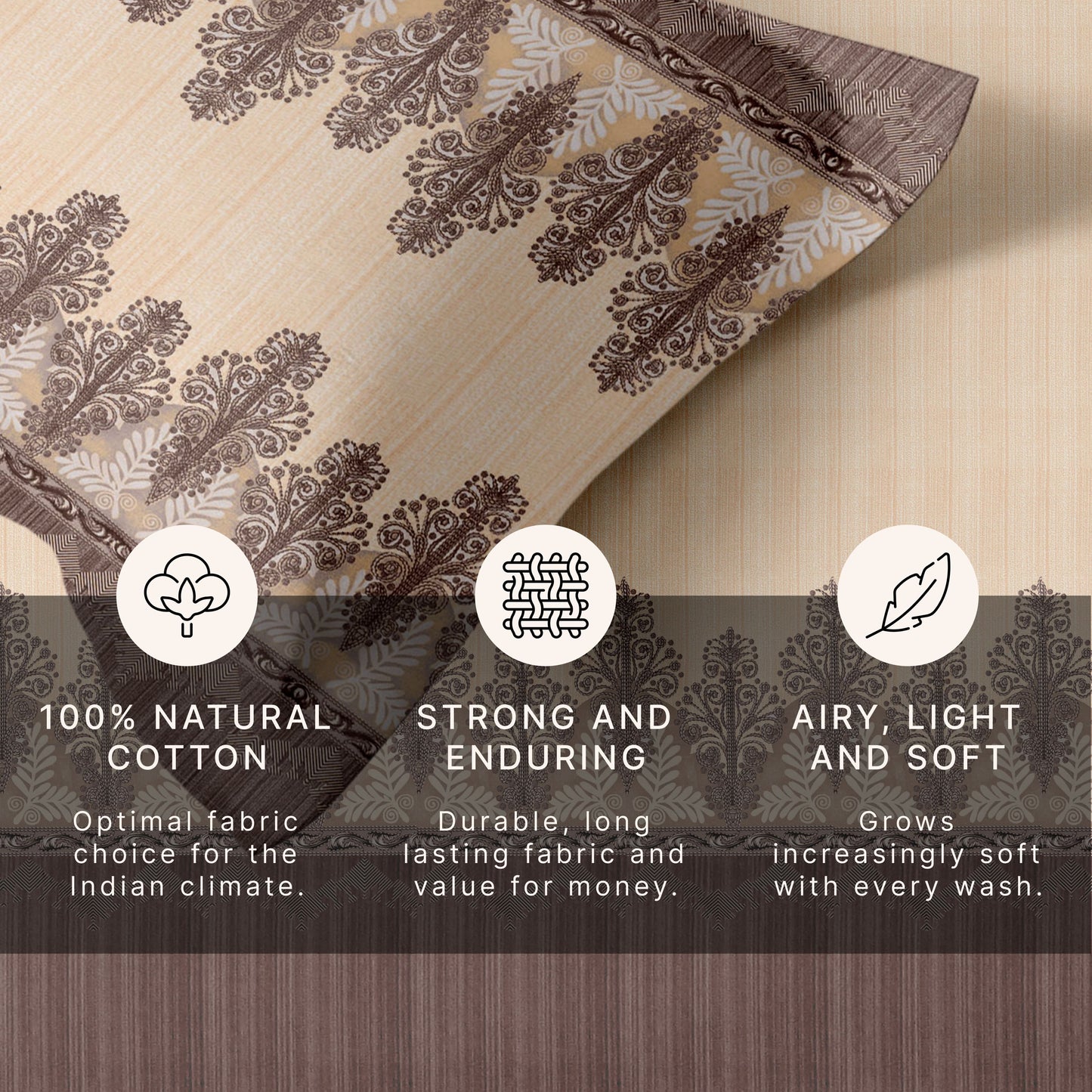 Legacy (Brown) The Royal Lux Collection Cotton King Size Bedsheet