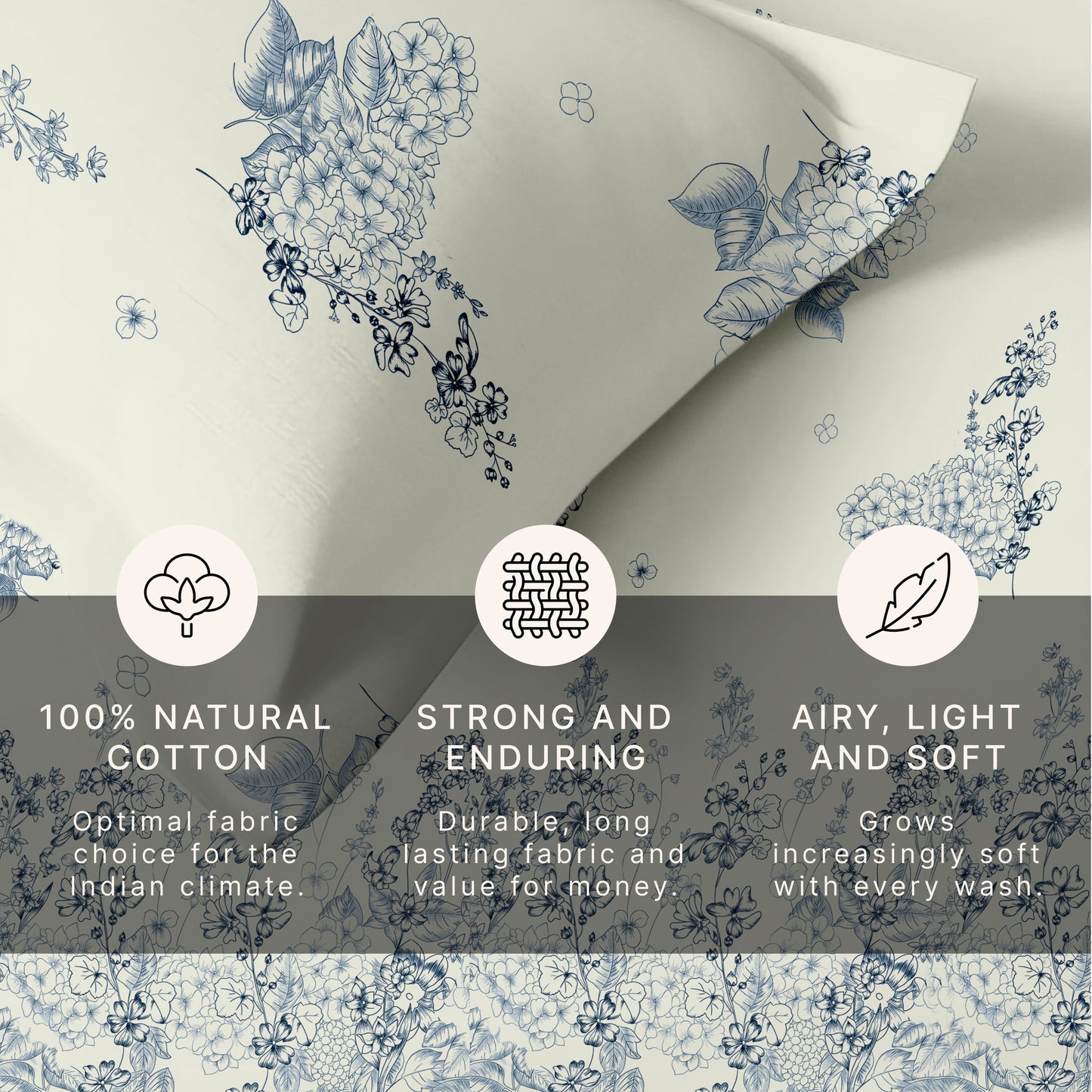 Petal & Twig (Teal Blue) The Elegance Collection Cotton King Size Bedsheet