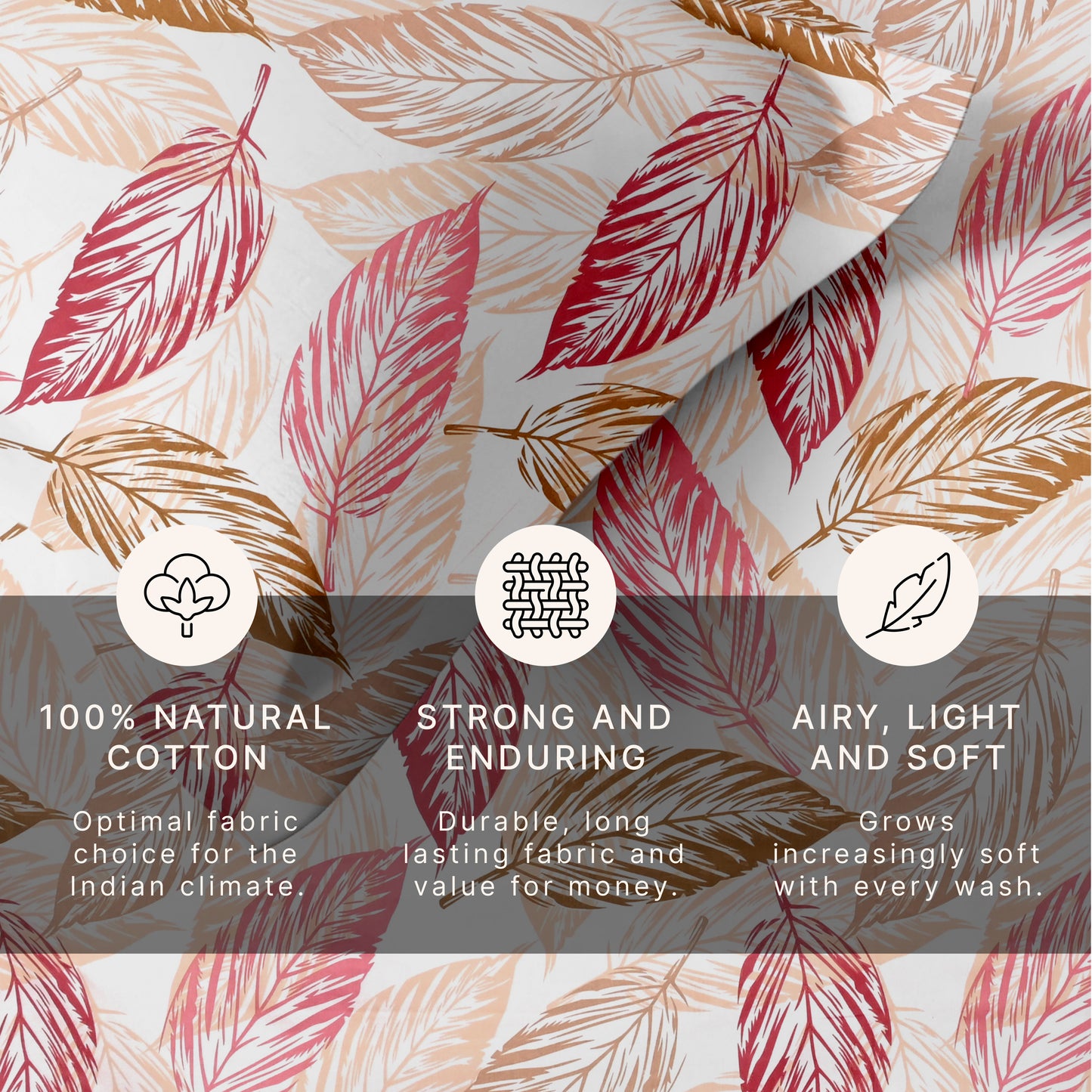 Leafy (Pink) The Elegance Collection Cotton King Size Bedsheet