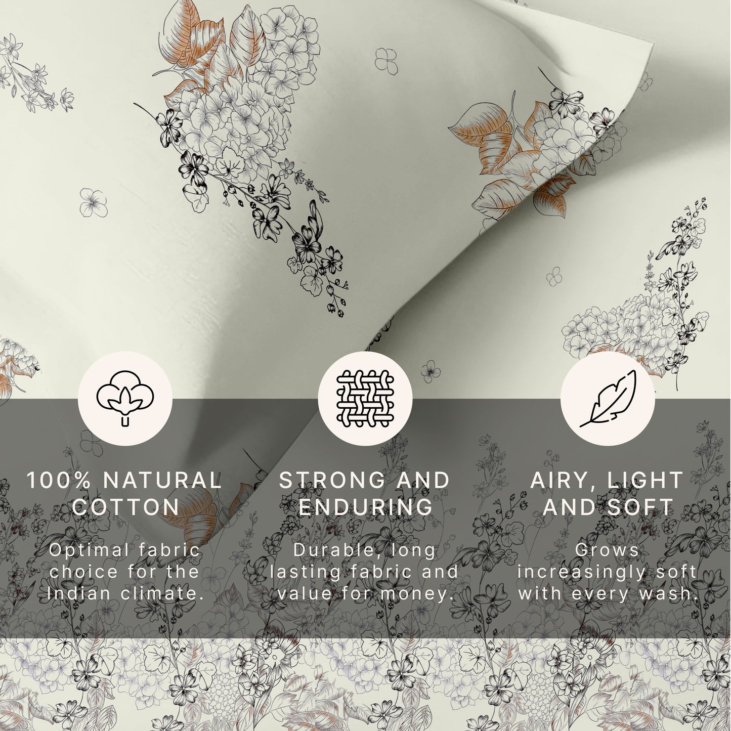 Petal & Twig (Tango Orange) The Elegance Collection Cotton King Size Bedsheet