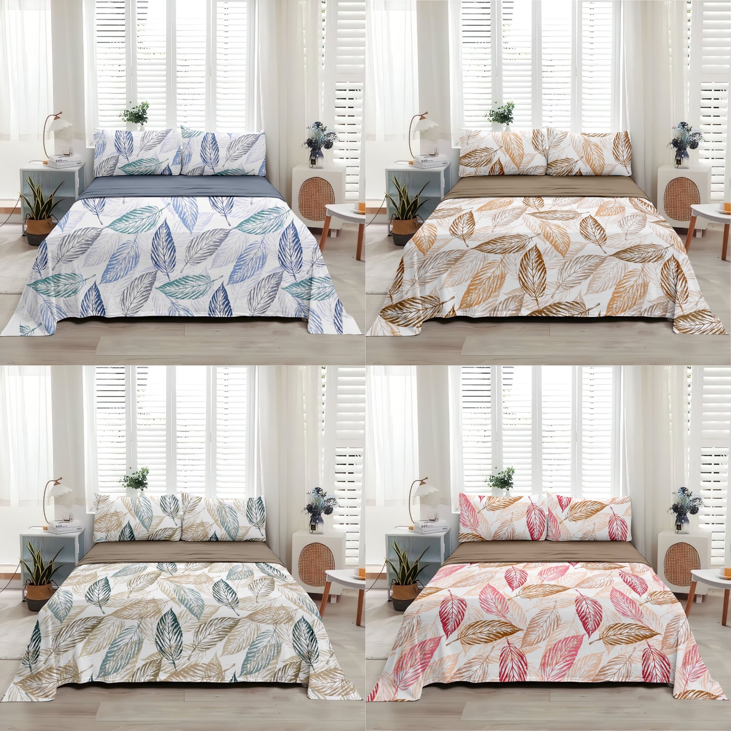 Leafy (Pink) The Elegance Collection Cotton King Size Bedsheet