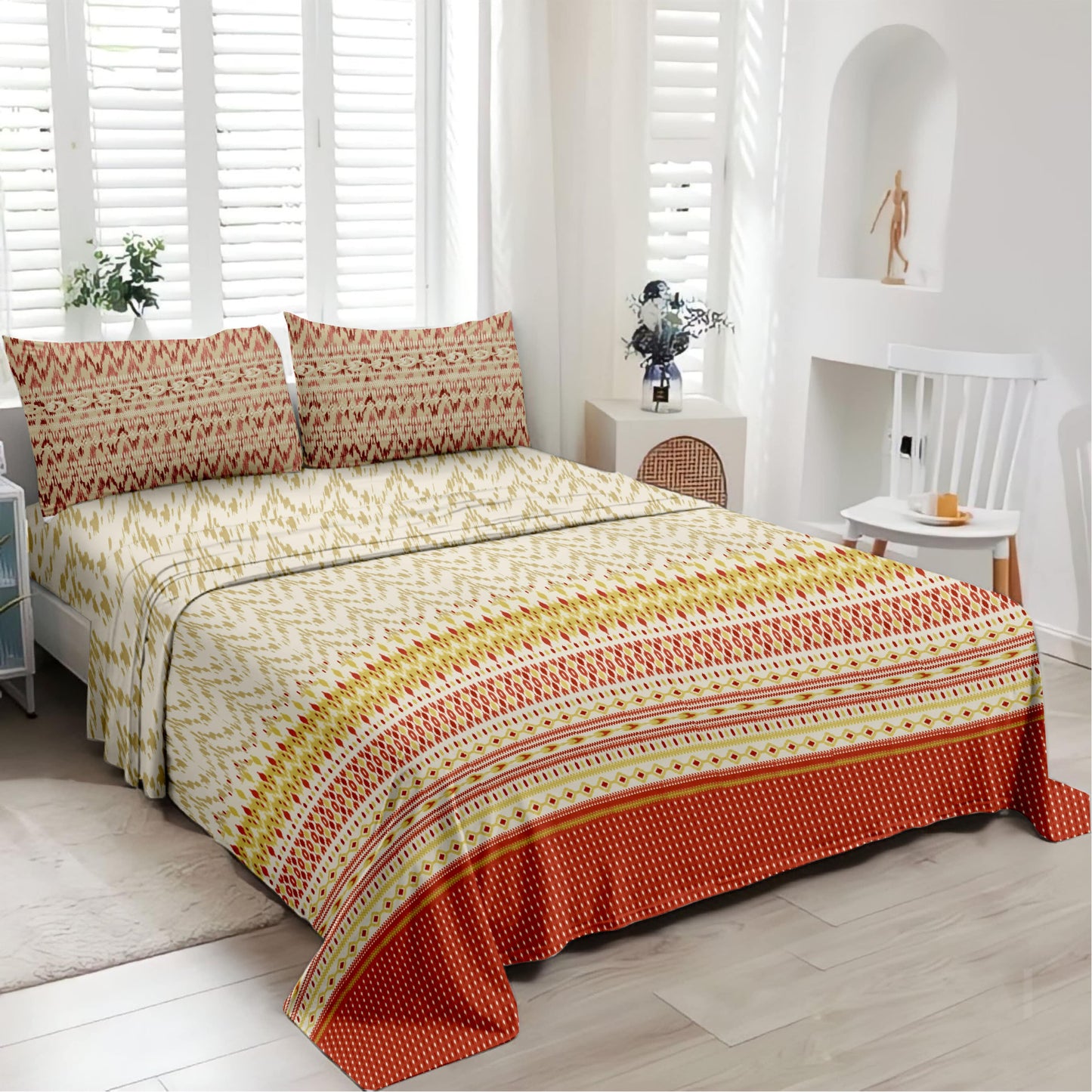 Timeless (Orange) The Royal Lux Collection Cotton King Size Bedsheet