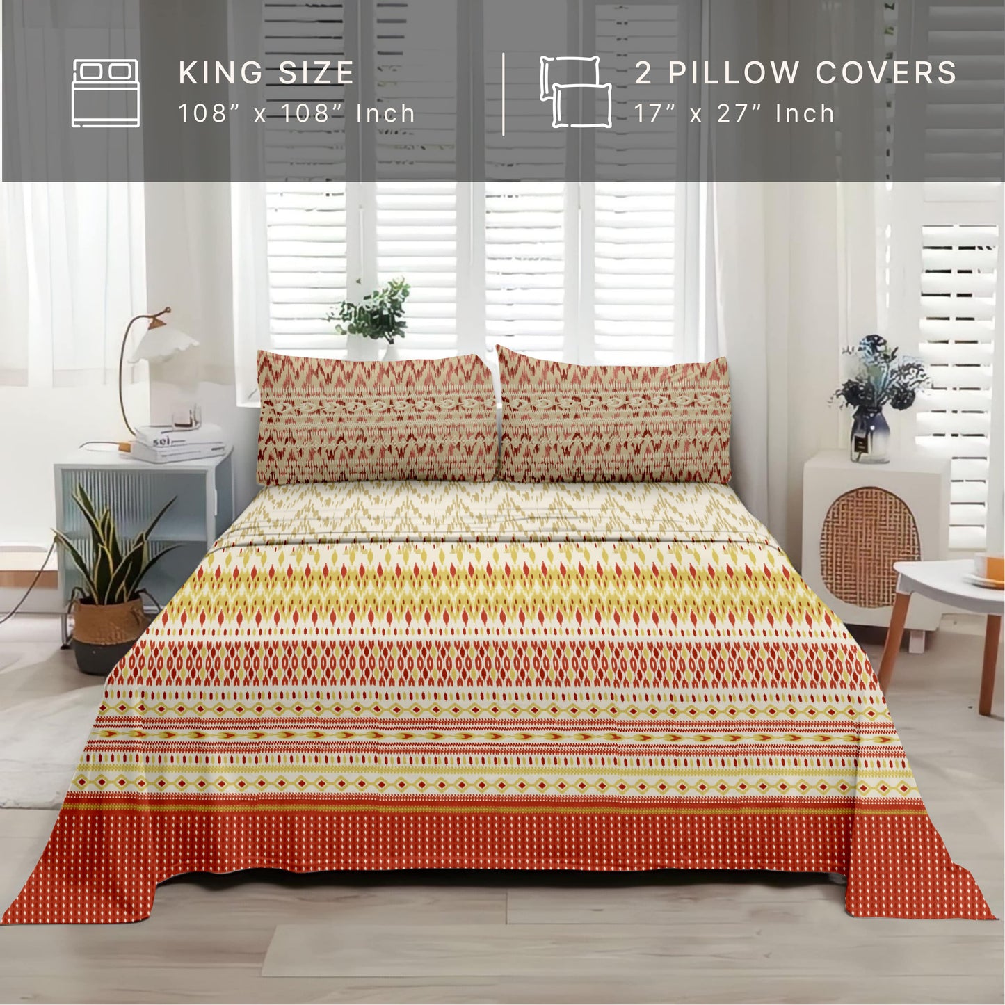 Timeless (Orange) The Royal Lux Collection Cotton King Size Bedsheet