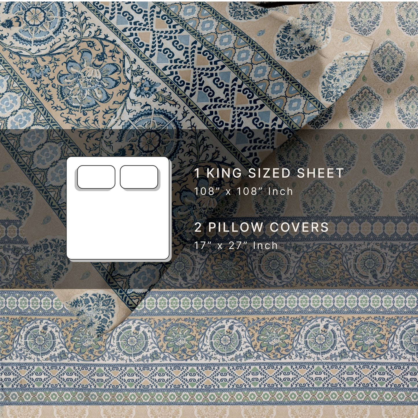 Medallion (Golden) The Imperial Collection Cotton King Size Bedsheet