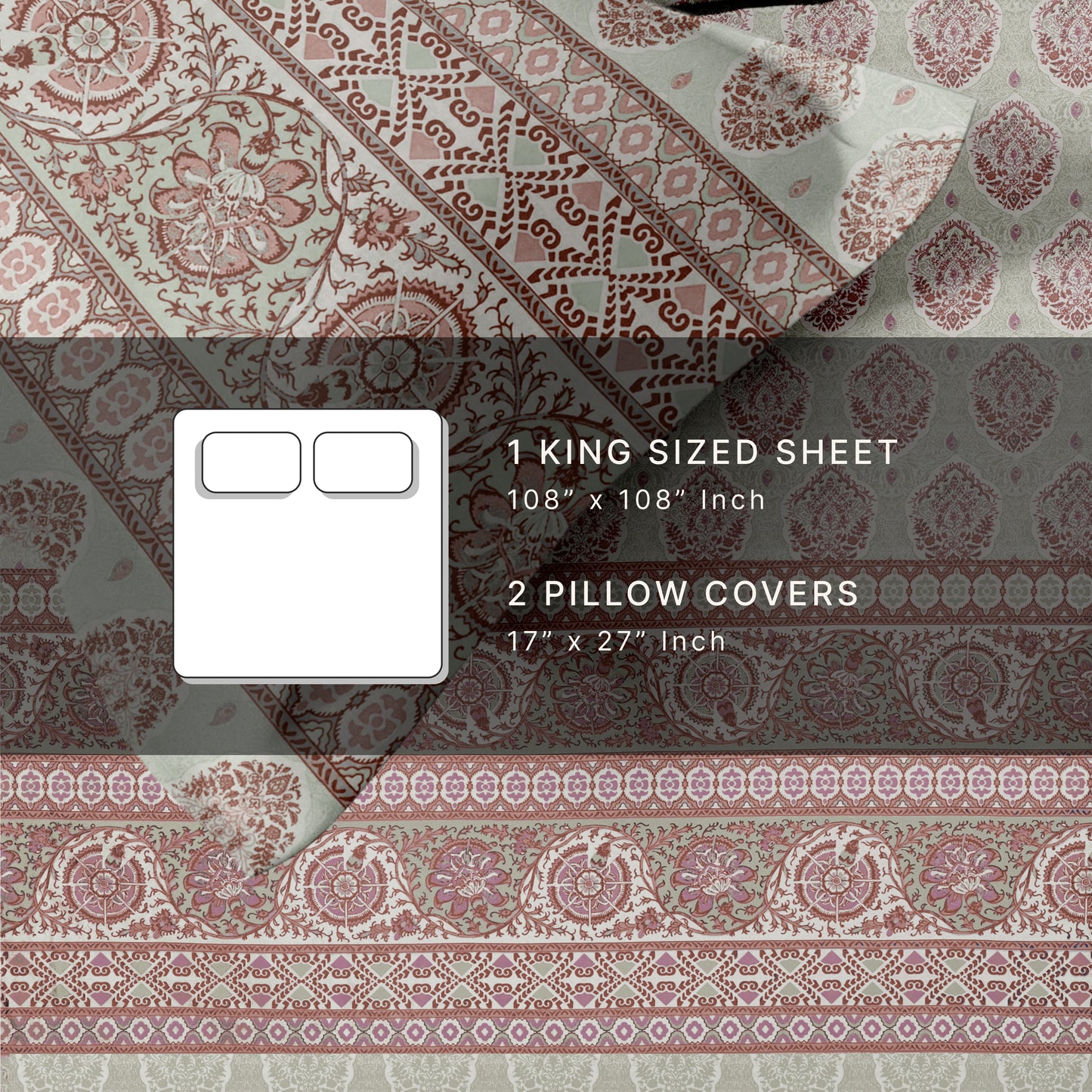 Medallion (Pink) The Imperial Collection Cotton King Size Bedsheet