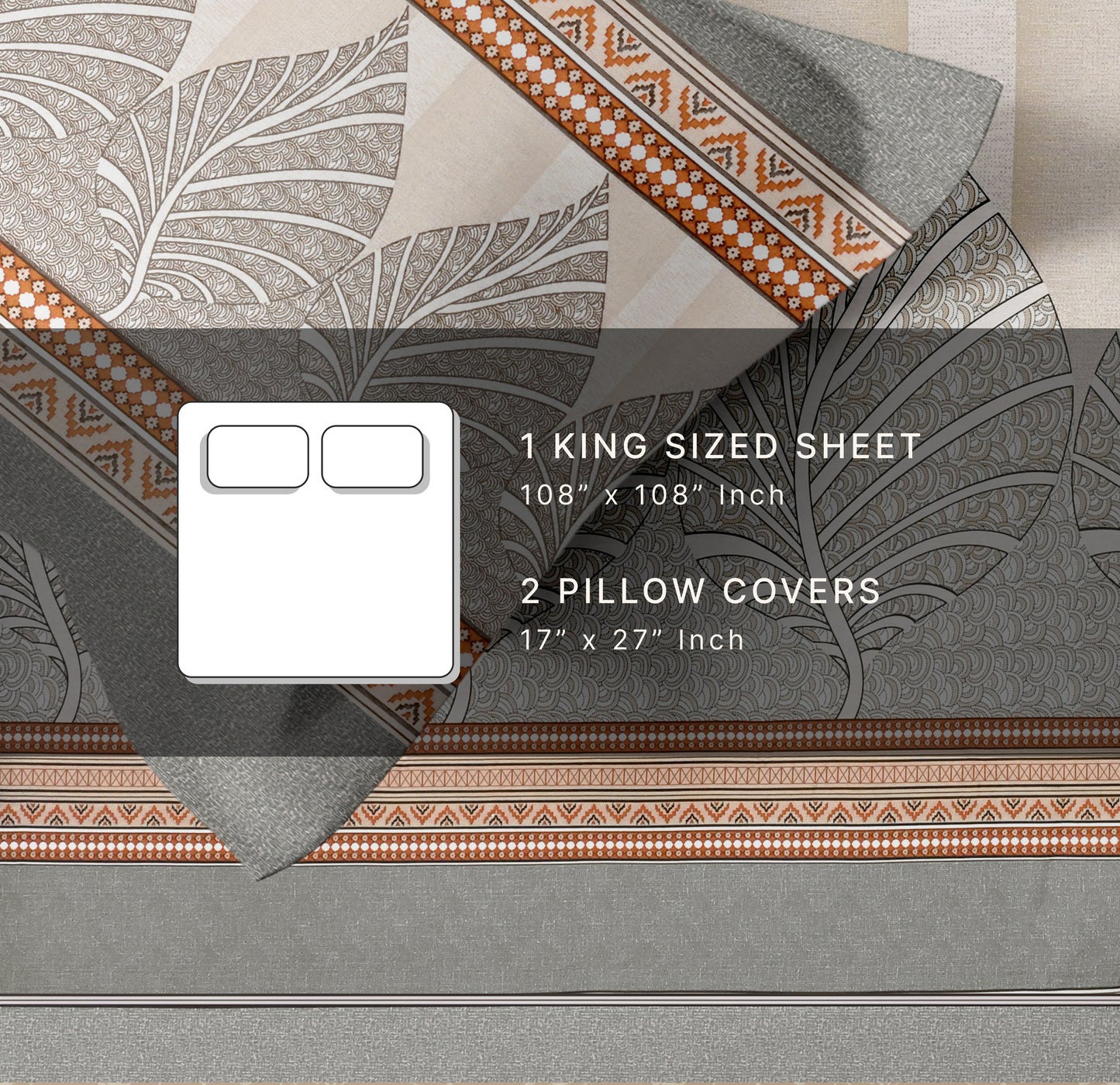 Leafluxe (Beige) The Imperial Collection Cotton King Size Bedsheet