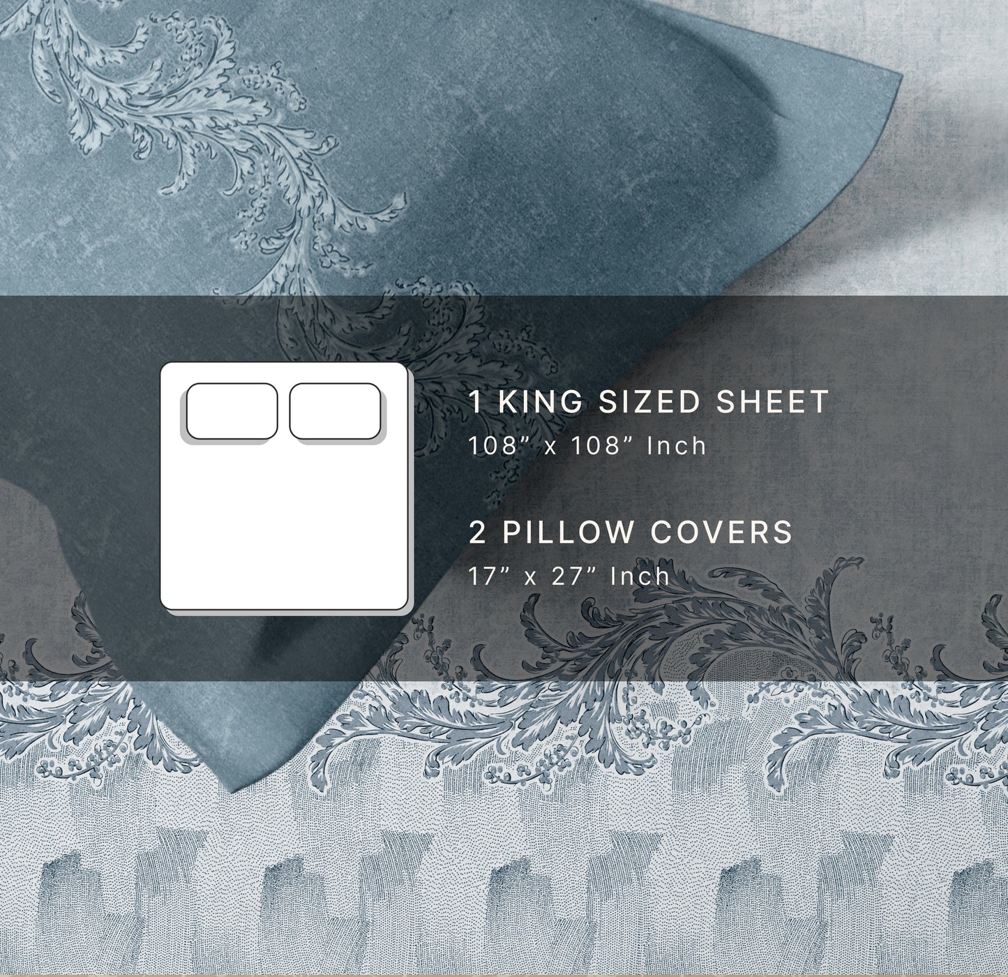 Grace (Blue) The Imperial Collection Cotton King Size Bedsheet