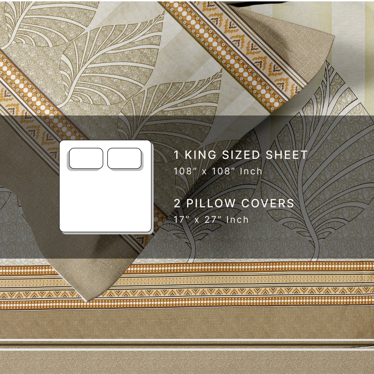 Leafluxe (Golden) The Imperial Collection Cotton King Size Bedsheet