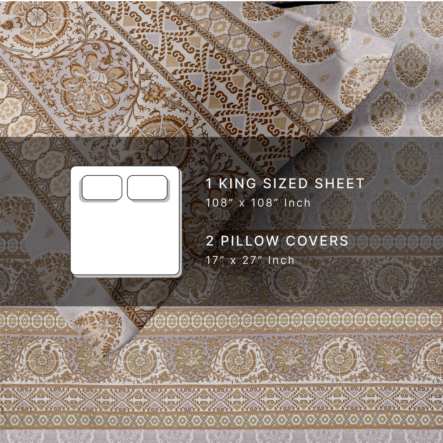 Medallion (Lavender) The Imperial Collection Cotton King Size Bedsheet