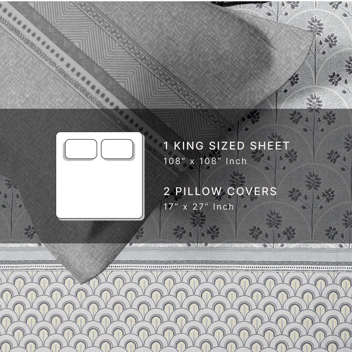 Rosewood (Grey) The Imperial Collection Cotton King Size Bedsheet