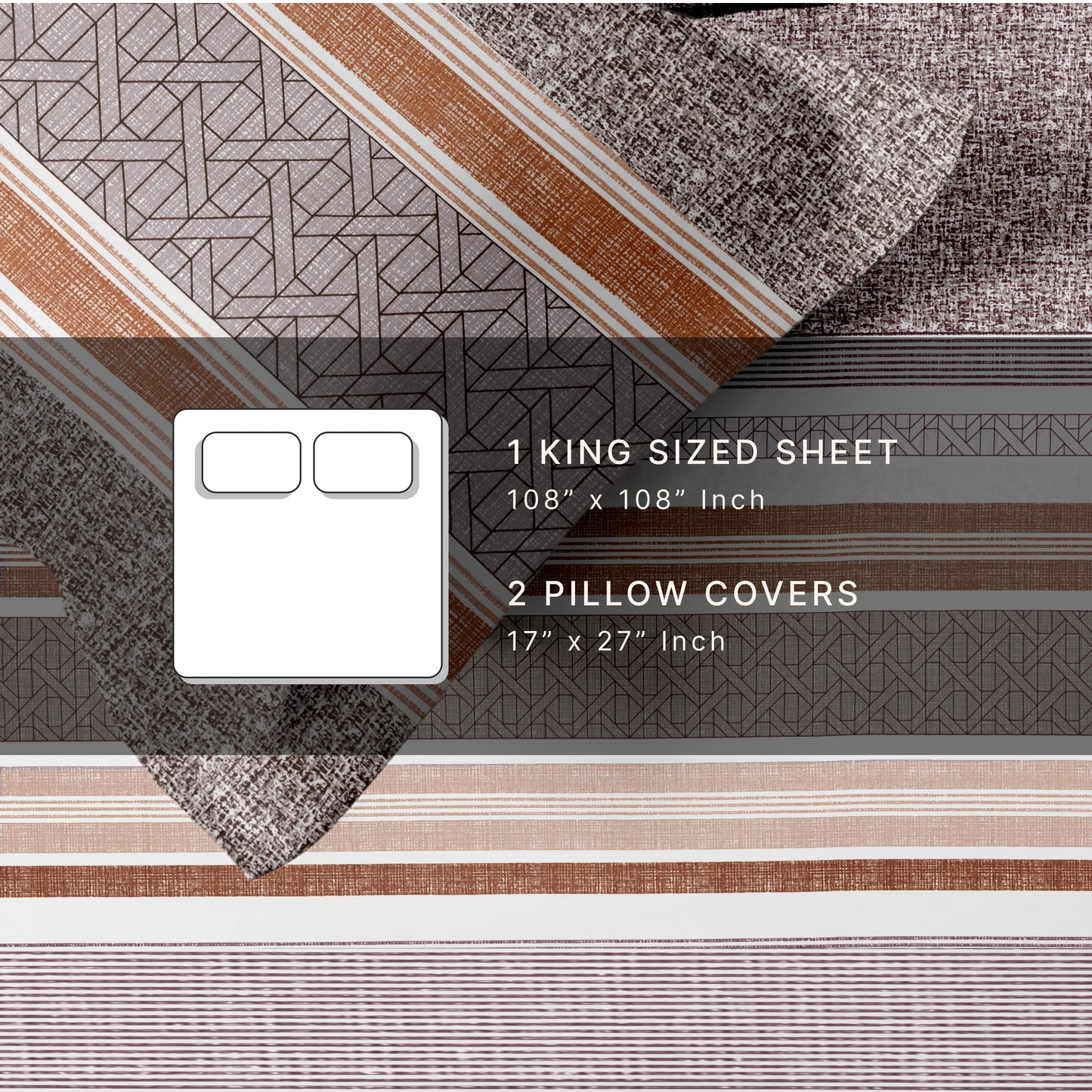 Strata (Peach) The Imperial Collection Cotton King Size Bedsheet