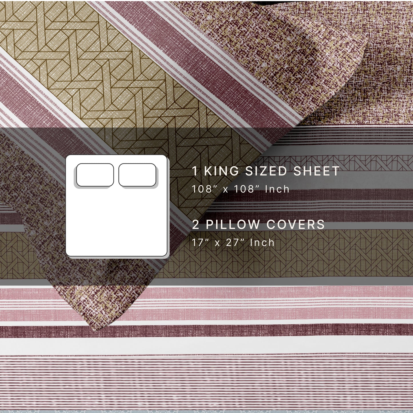 Strata (Pink) The Imperial Collection Cotton King Size Bedsheet