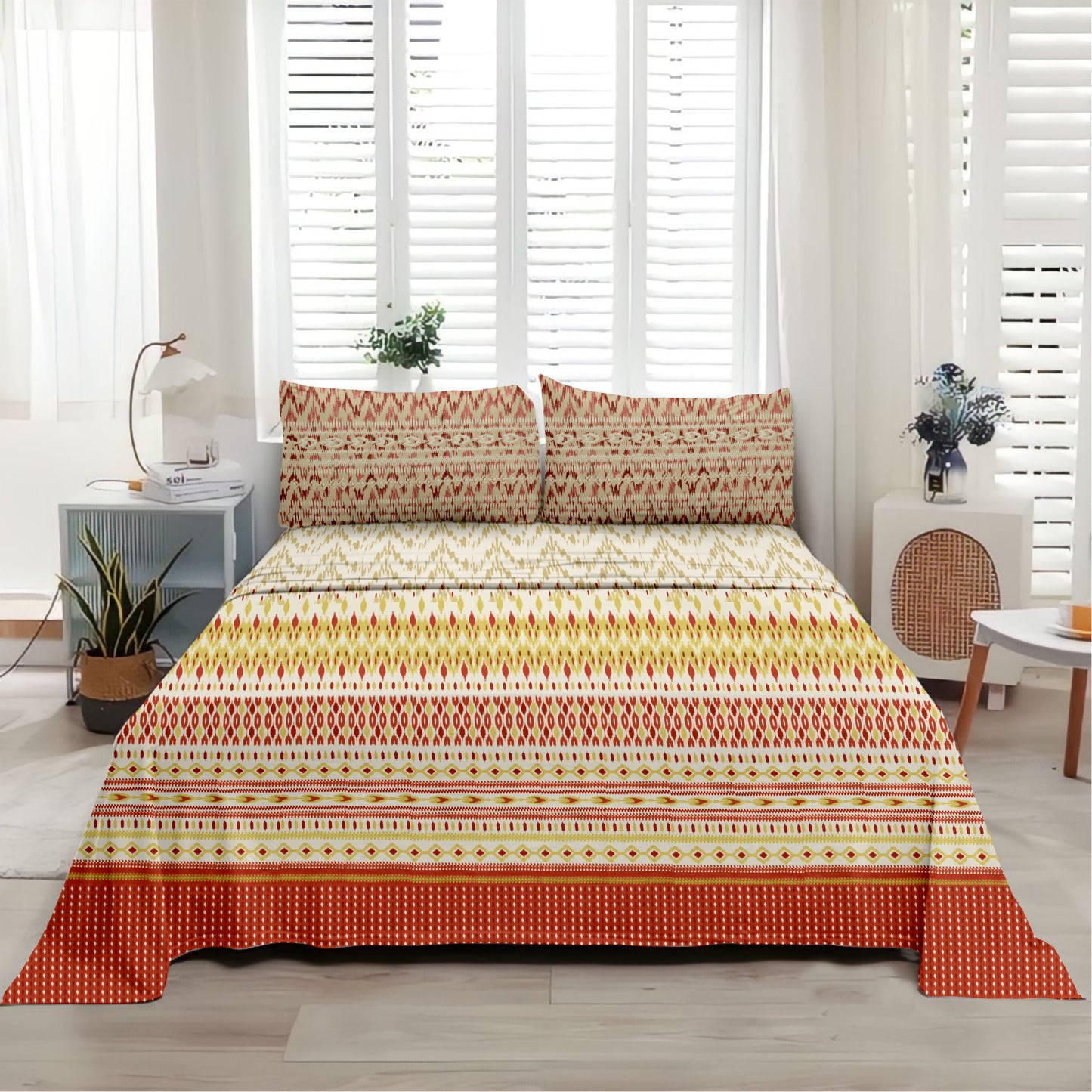 Timeless (Orange) The Royal Lux Collection Cotton King Size Bedsheet