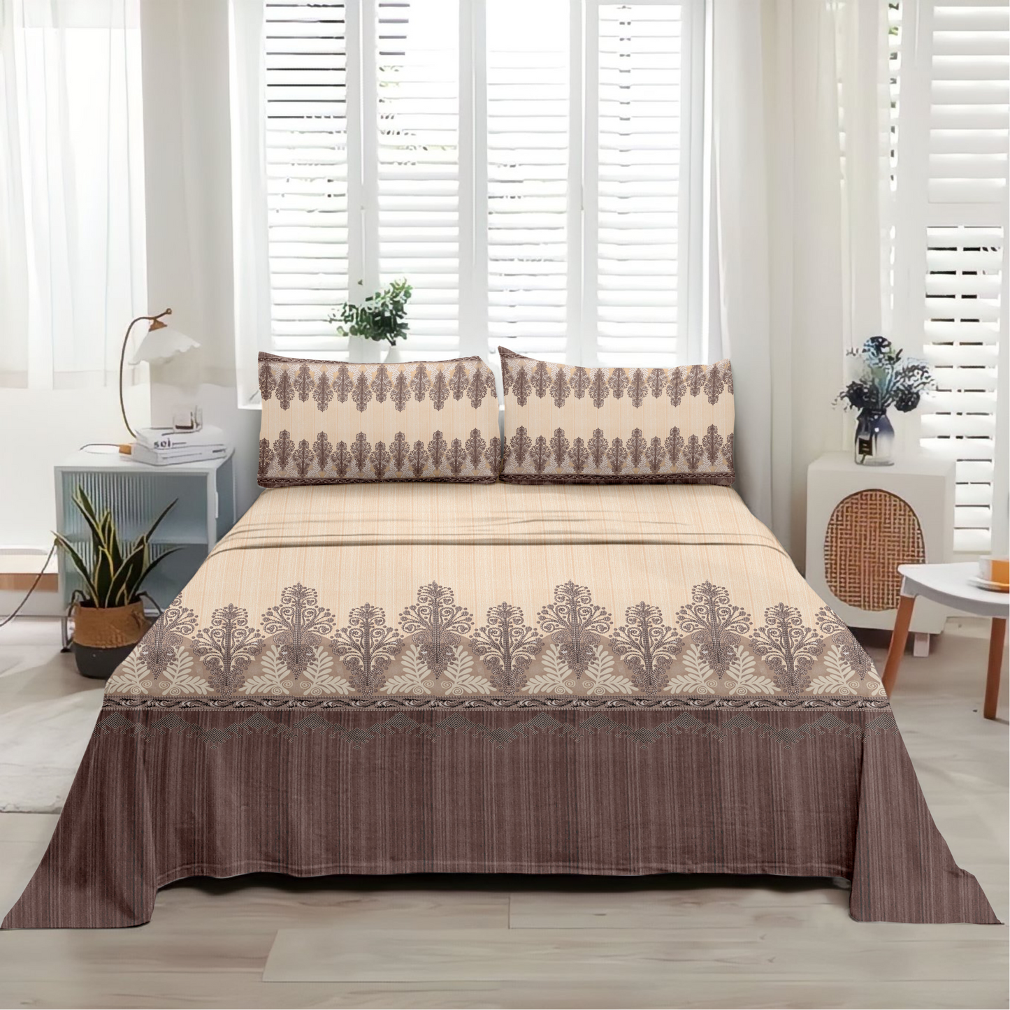 Legacy (Brown) The Royal Lux Collection Cotton King Size Bedsheet